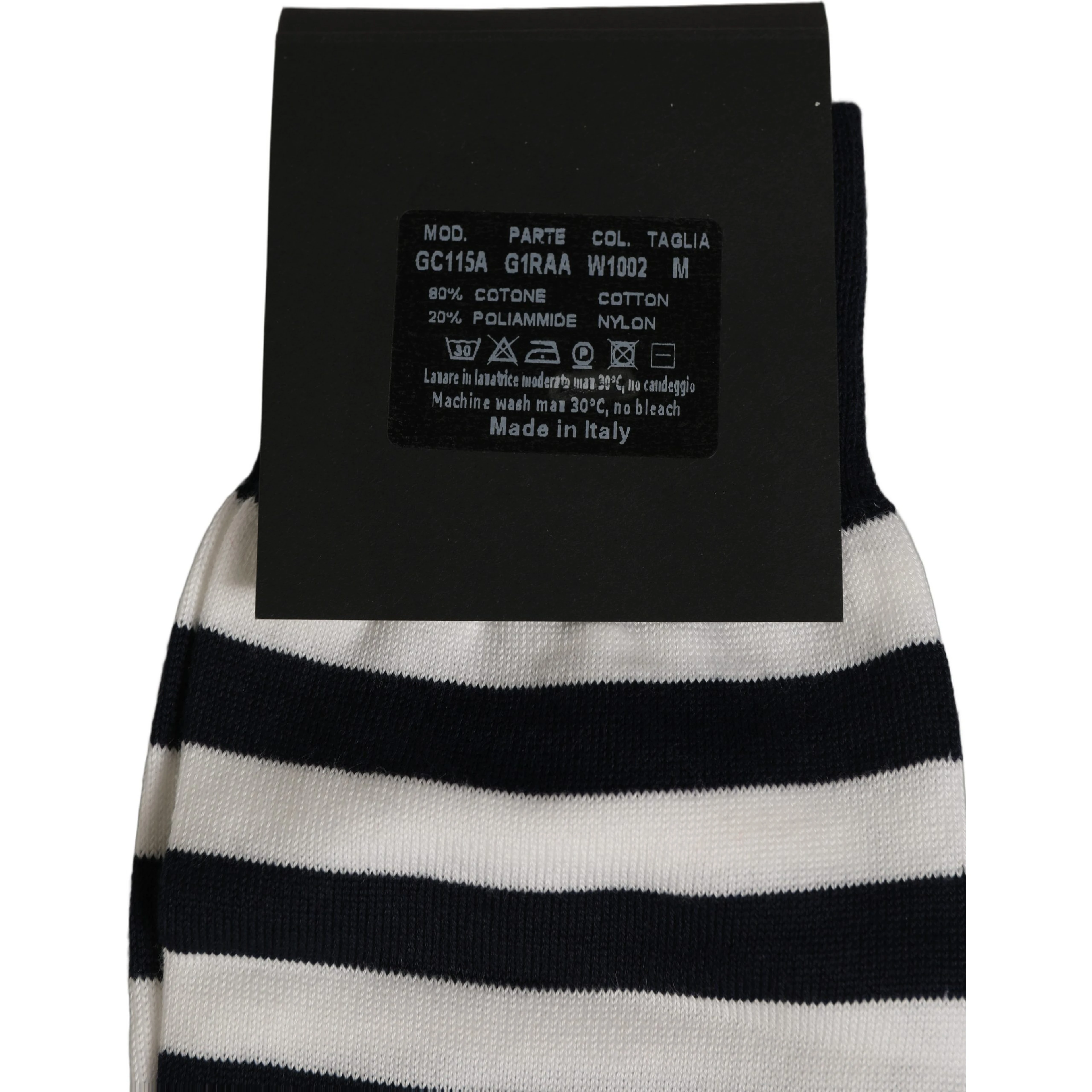 Black White Stripes Cotton Mid Calf Accessory Socks