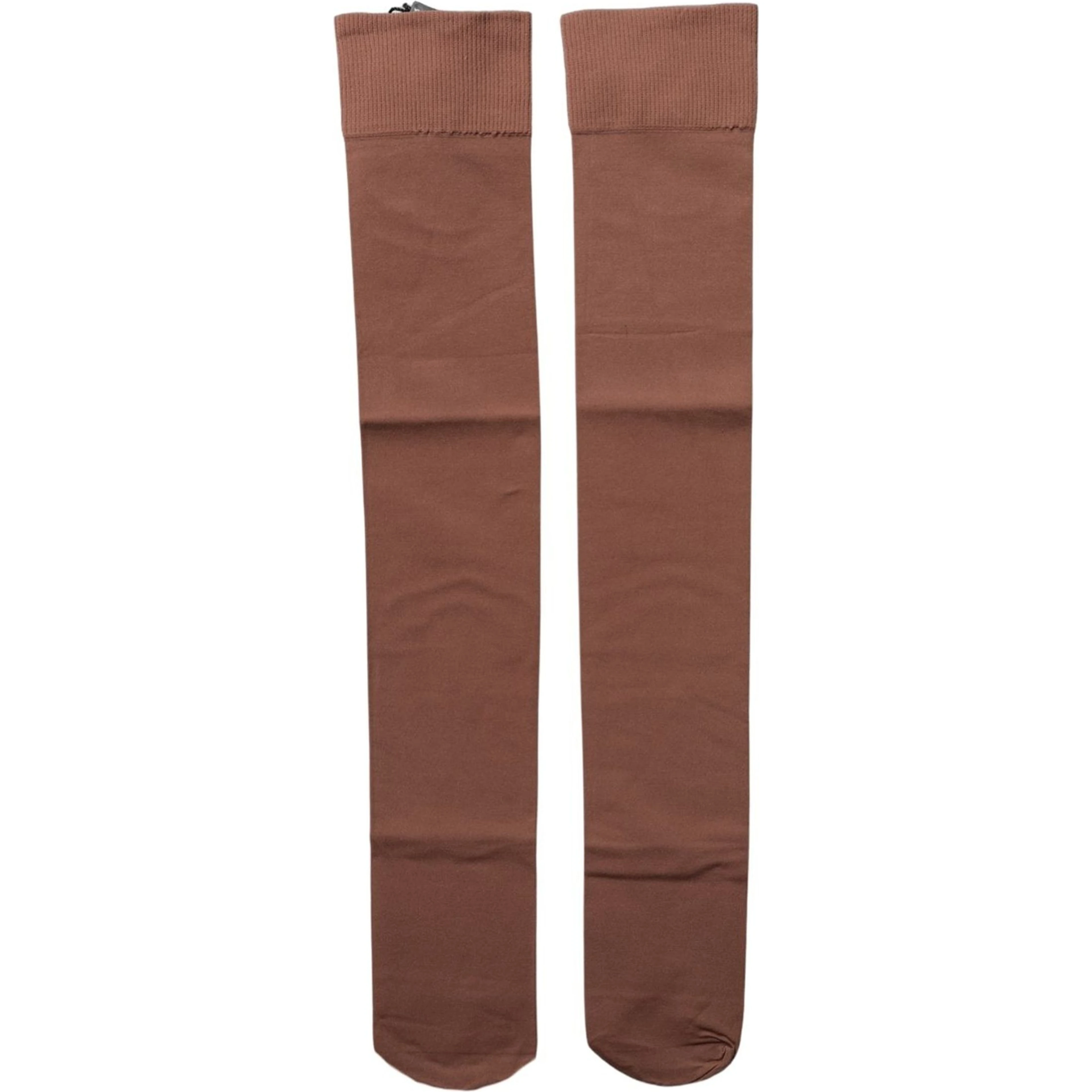 Brown Nylon Stretch Over The Calf Stockings Socks