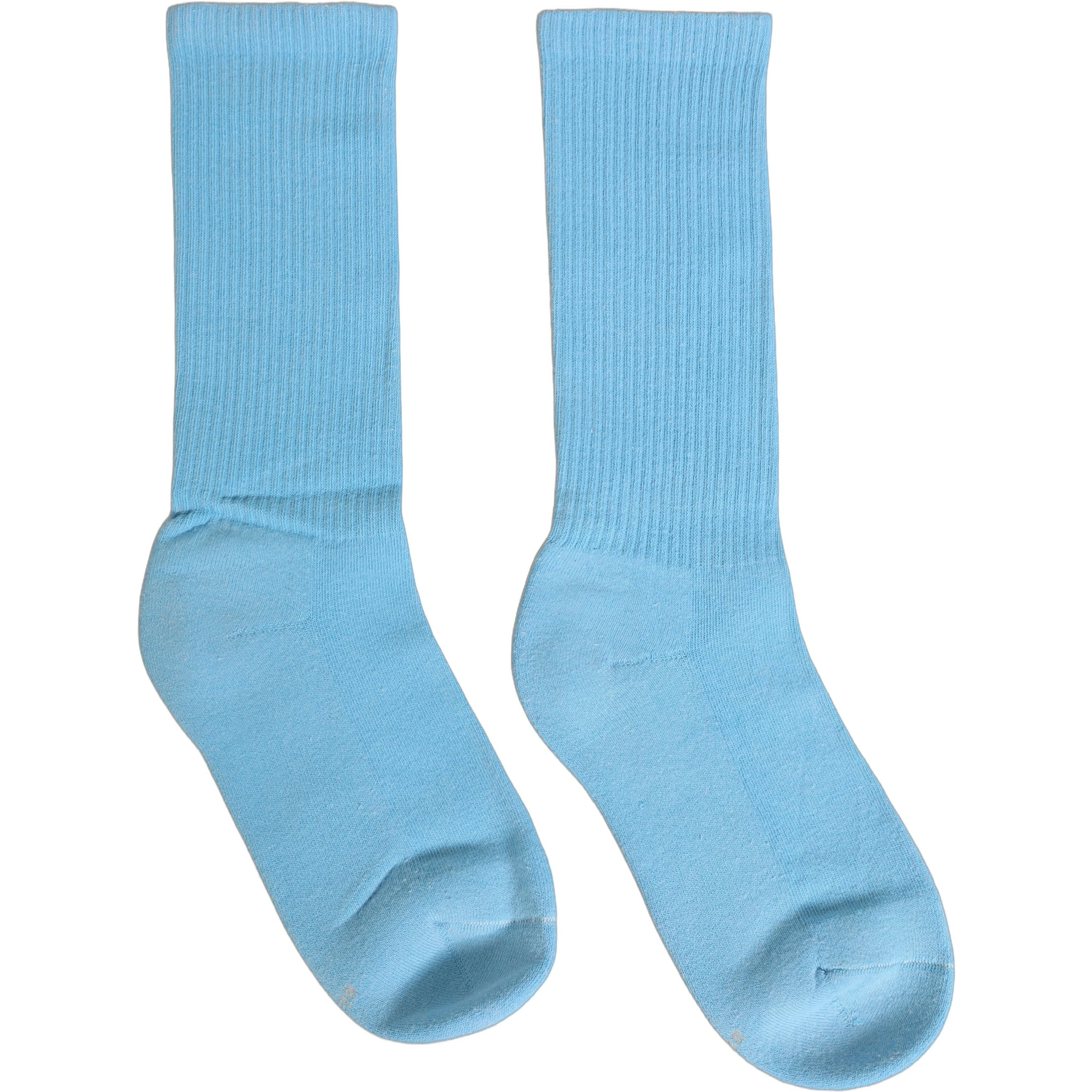 Light Blue Cotton Ribbed Mid Calf Accessory Socks