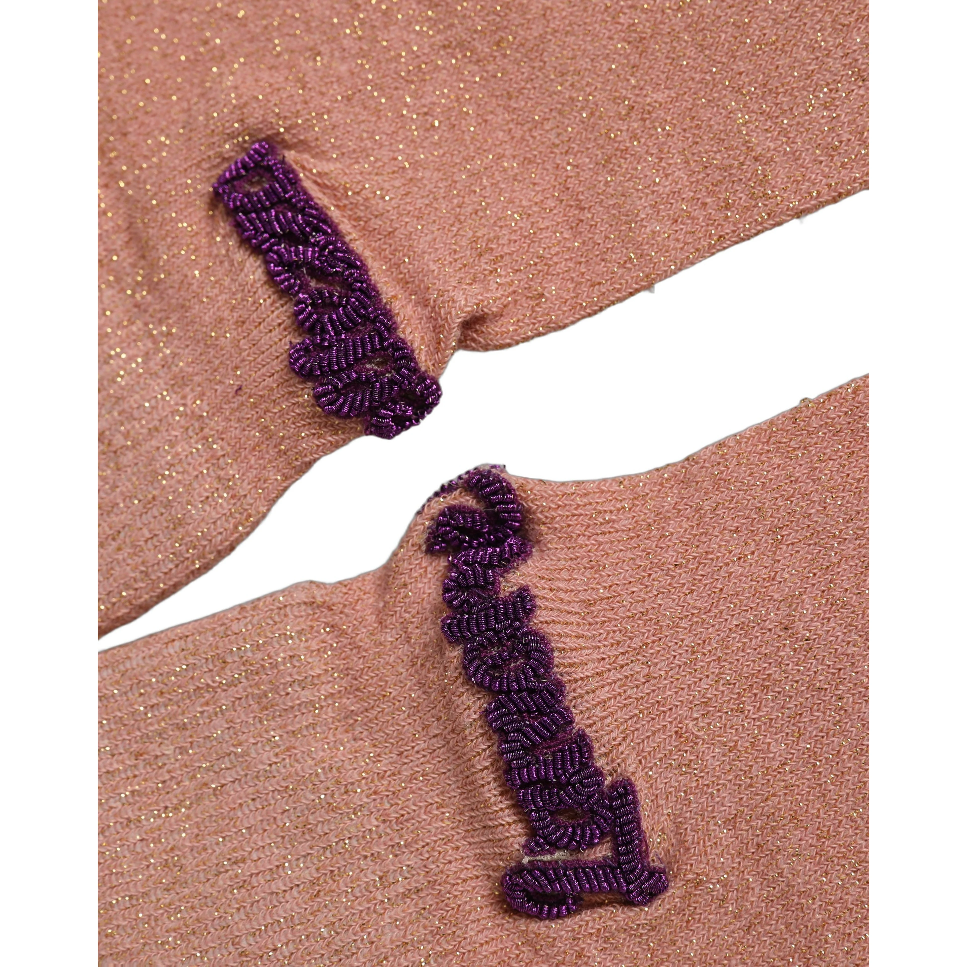 Dusty Pink Embroidered Mid Calf Accessory Socks