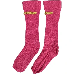 Pink Embroidered Cotton Mid Calf Accessory Socks