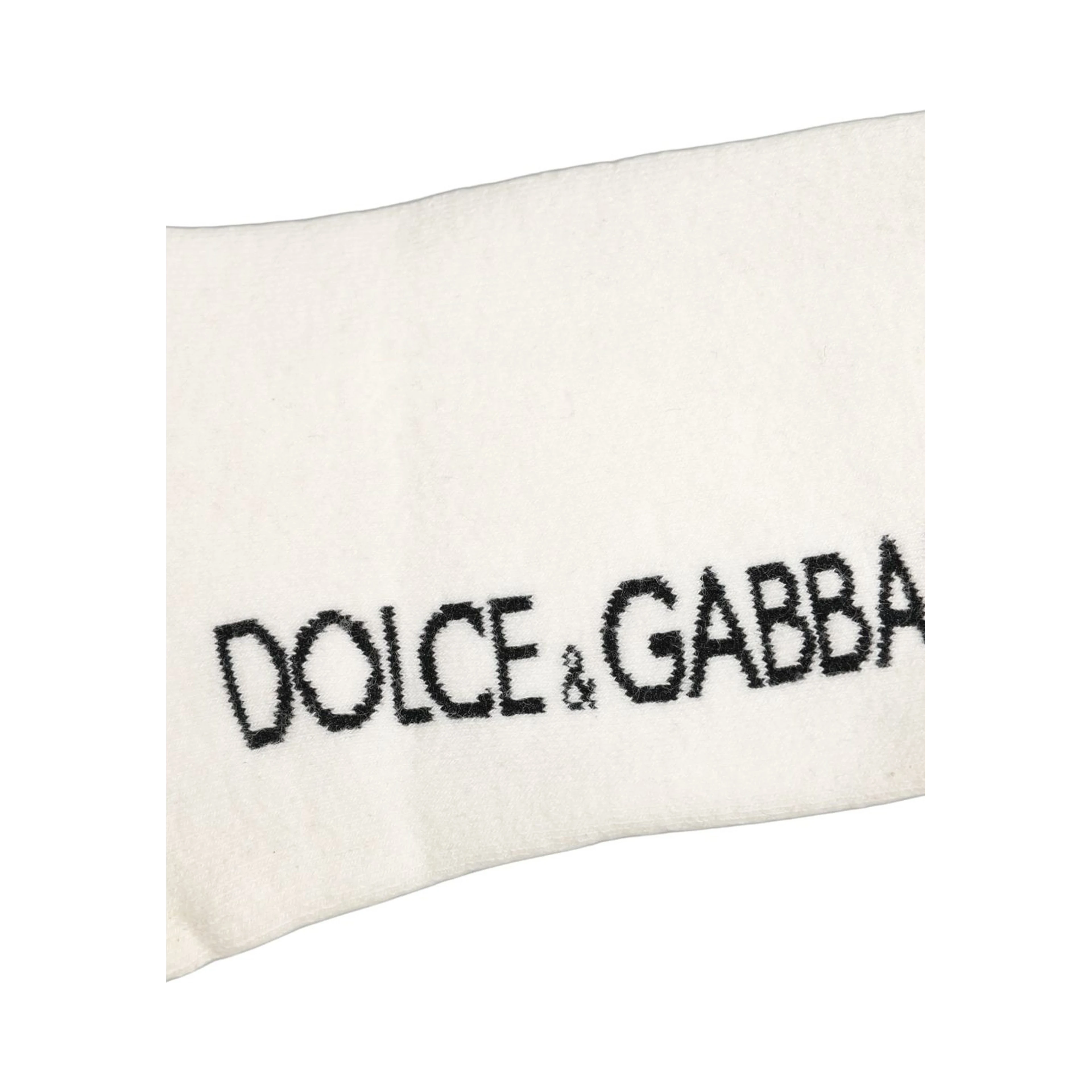 White Black Cotton Ankle Length DG Logo Socks