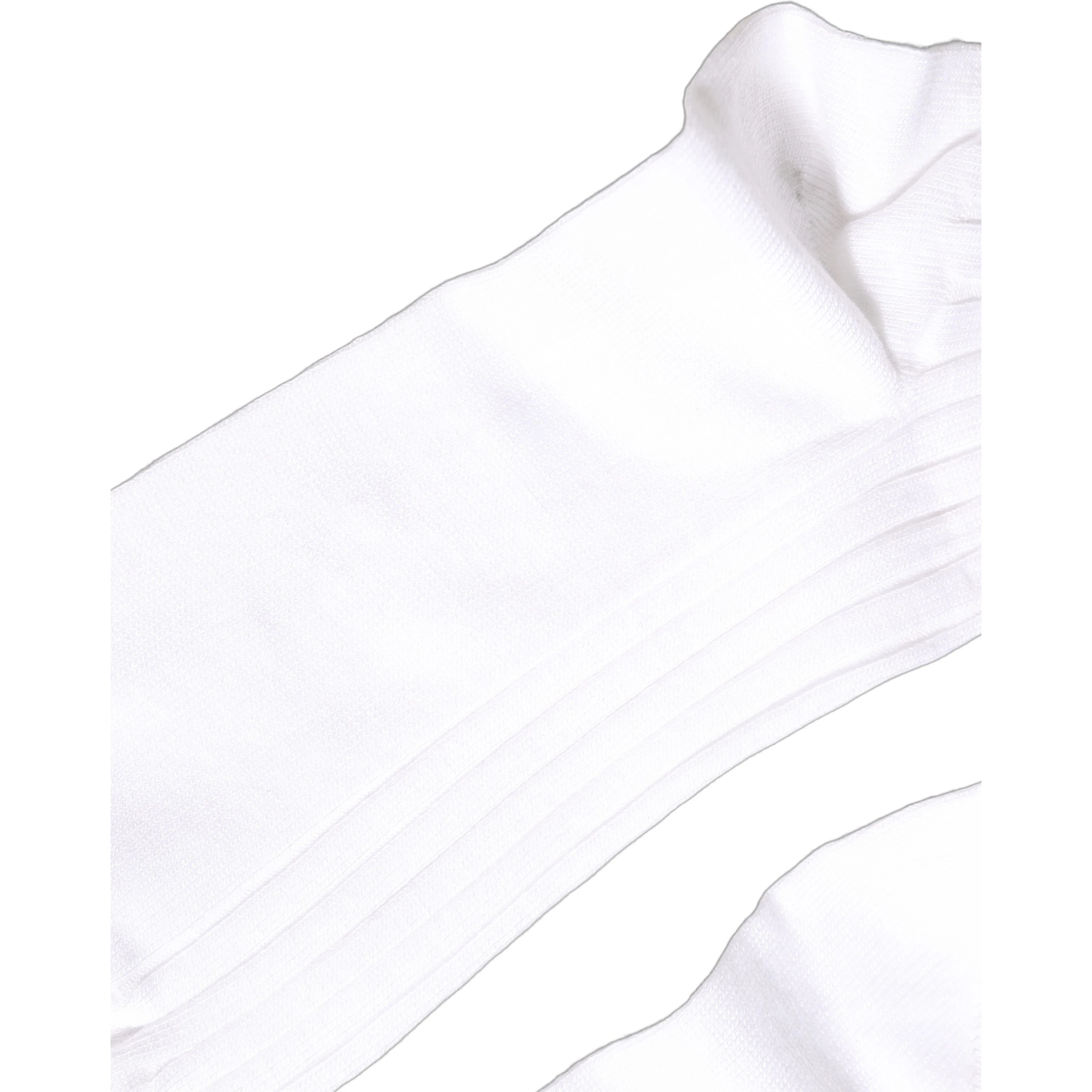 White Cotton Ribbed Logo Over The Calf Women Socks