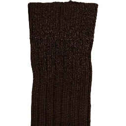 Dark Brown Nylon Ribbed Over The Calf Socks