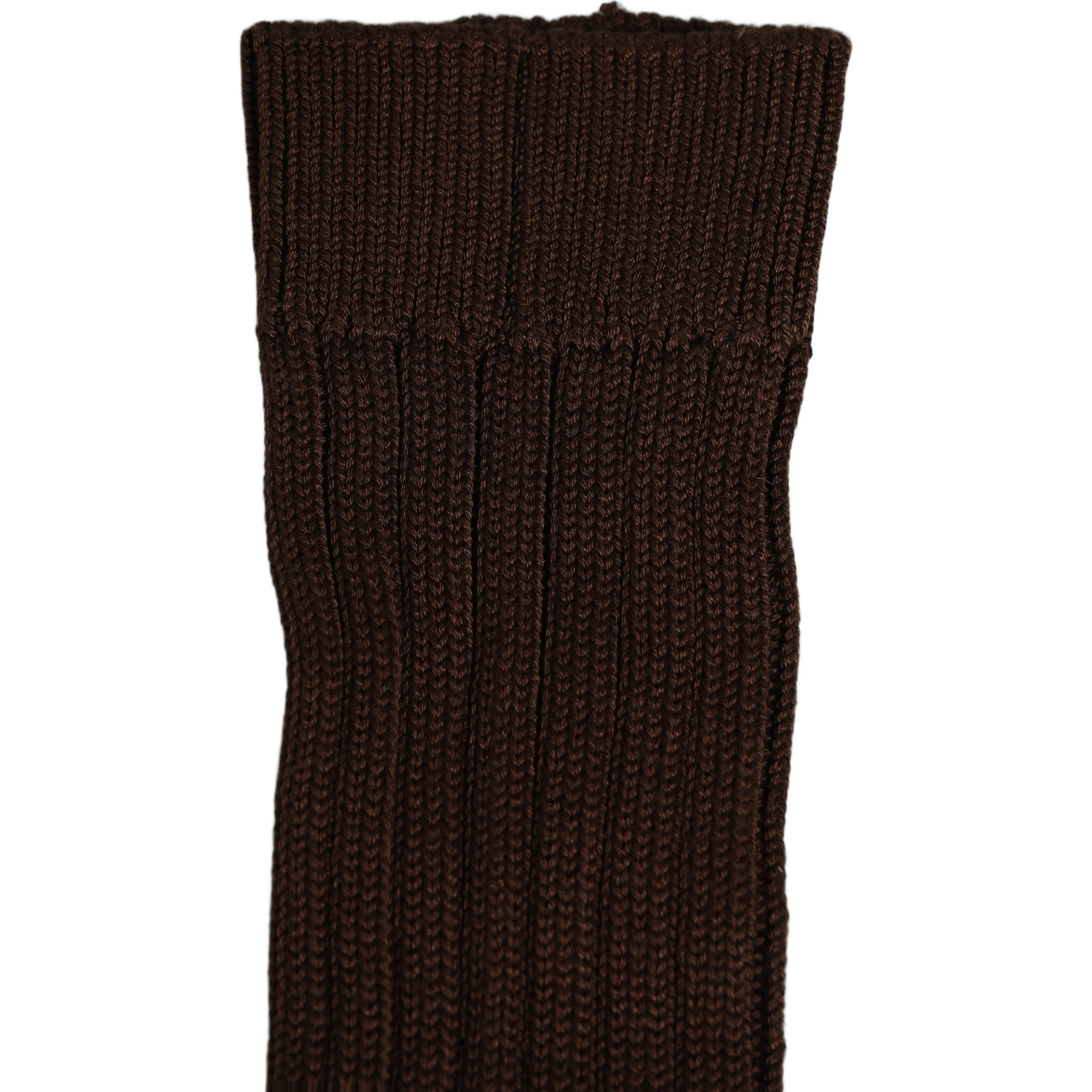 Dark Brown Nylon Ribbed Over The Calf Socks