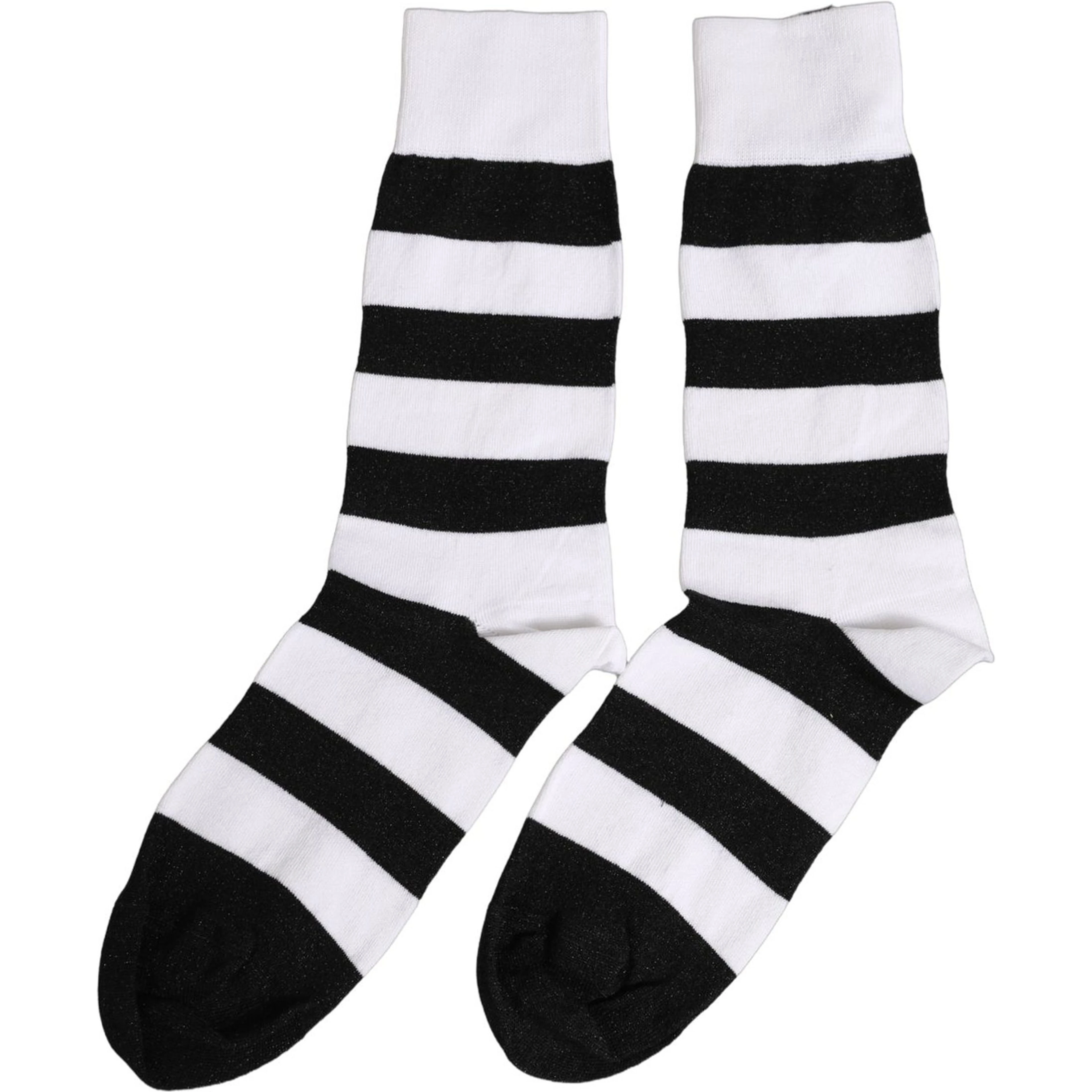 Black White Stripes Mid Calf Accessory Socks