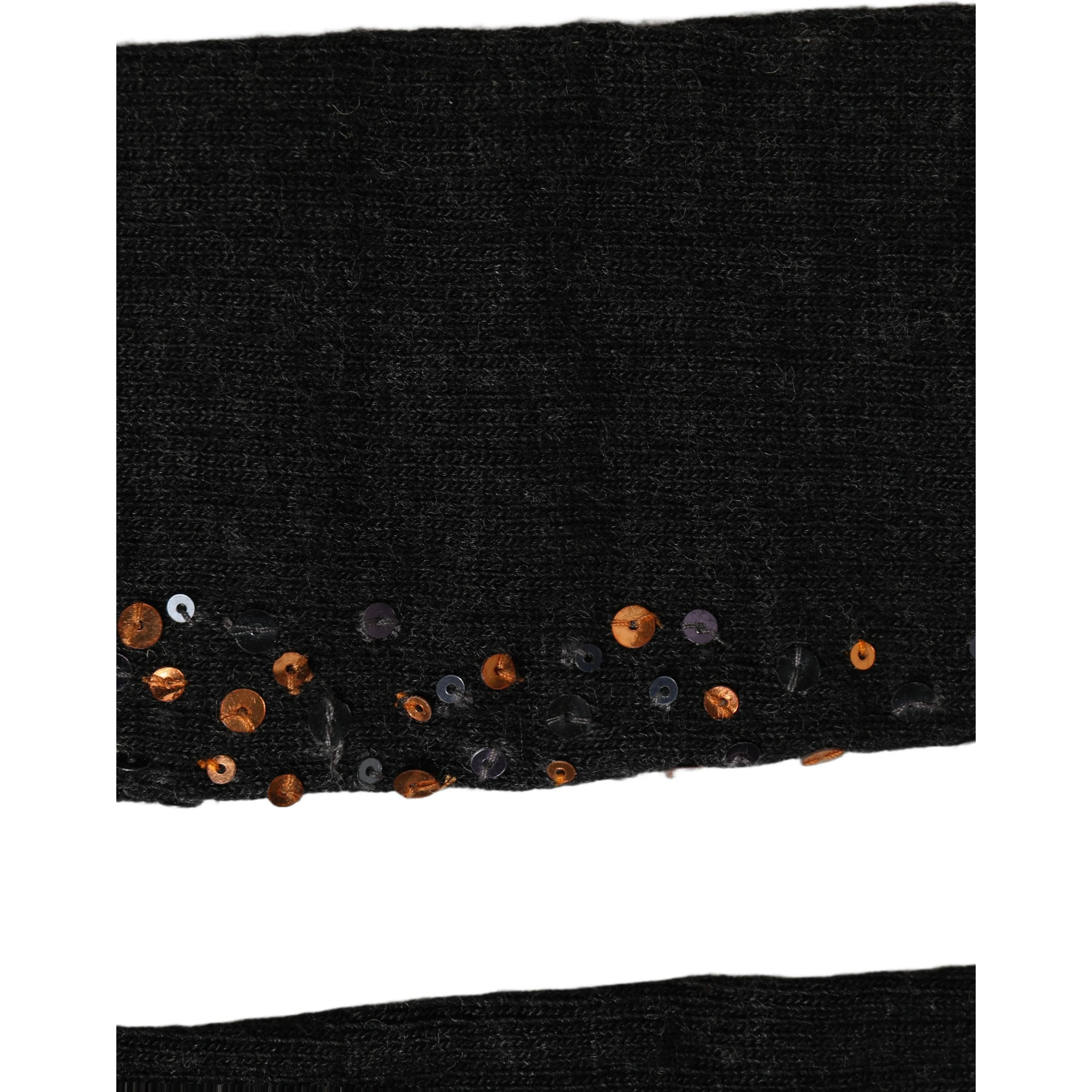 Dark Gray Sequined Wool Knee High Accessory Socks