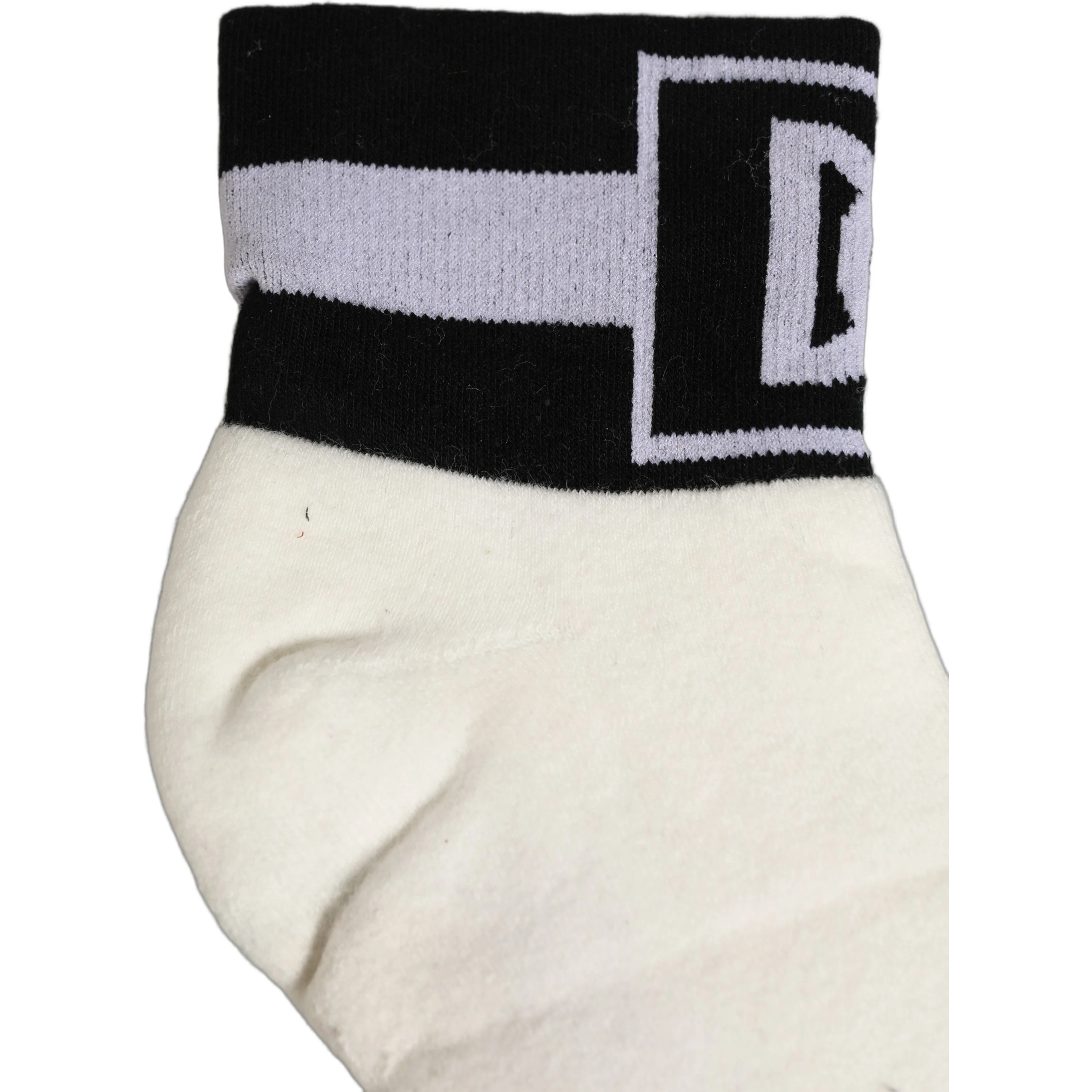 White Black Cotton Ankle Length DG Logo Socks