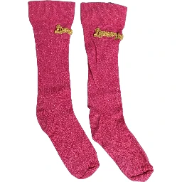 Pink Embroidered Cotton Mid Calf Accessory Socks