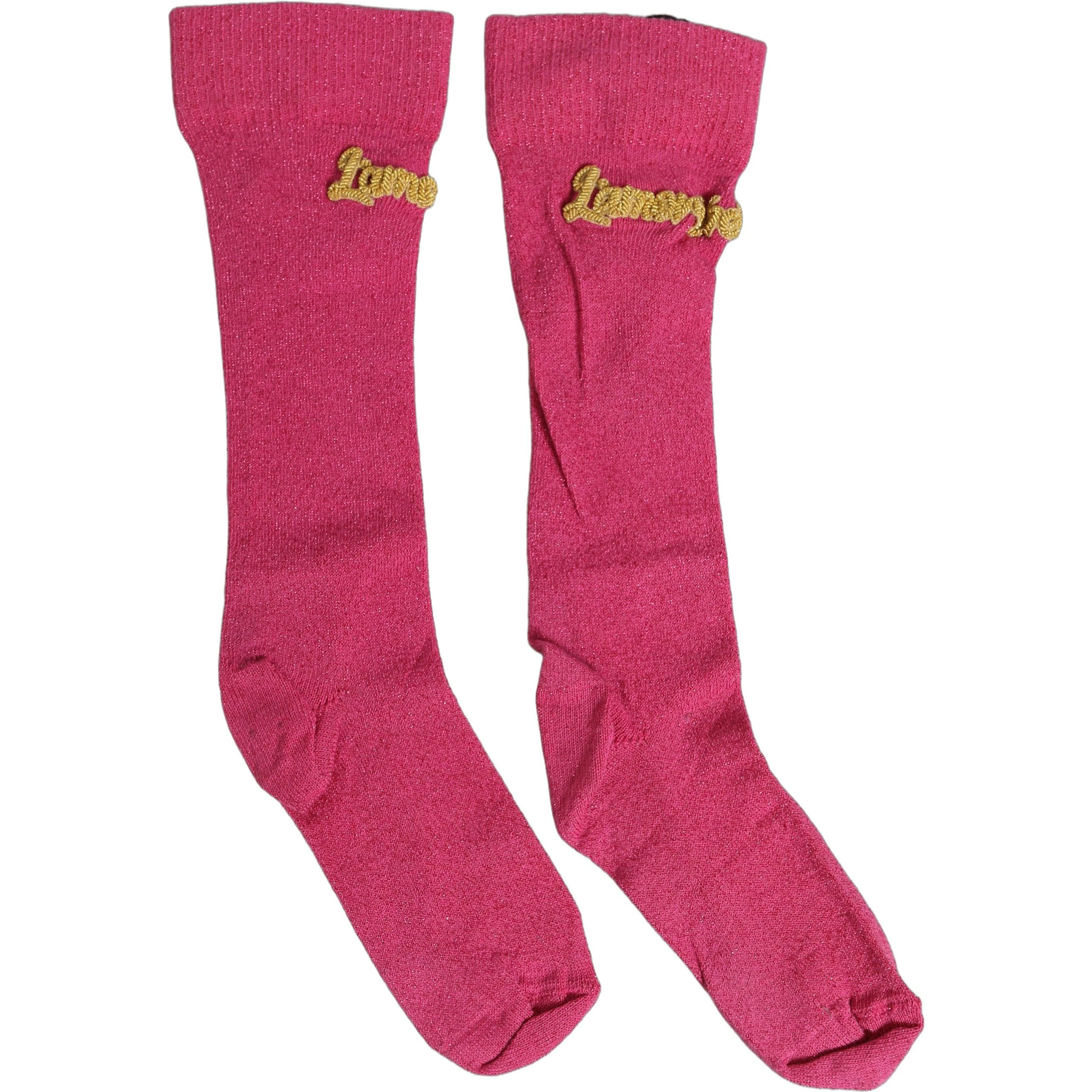Pink Embroidered Cotton Mid Calf Accessory Socks