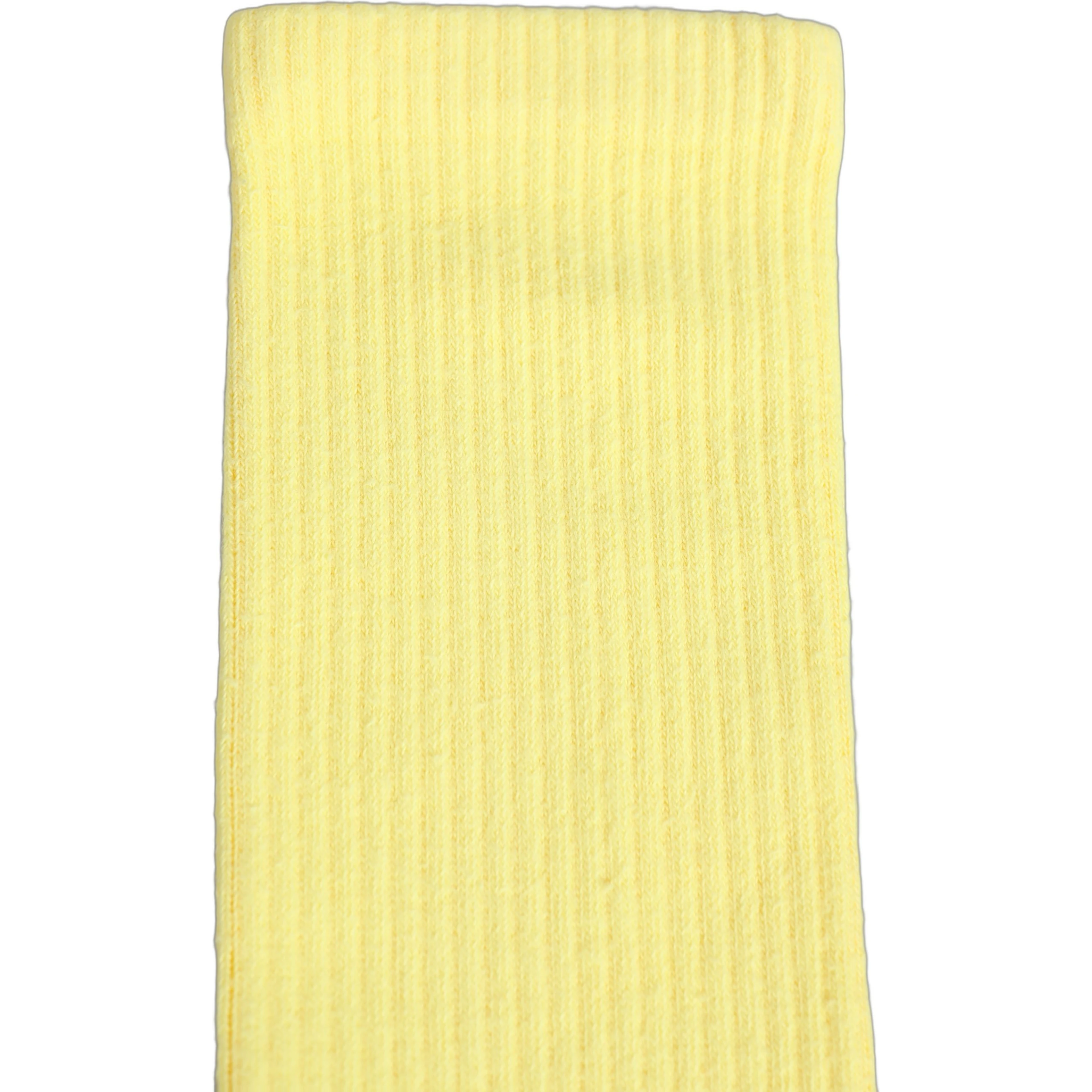 Yellow Cotton Ribbed Mid Calf Women Accessory Socks