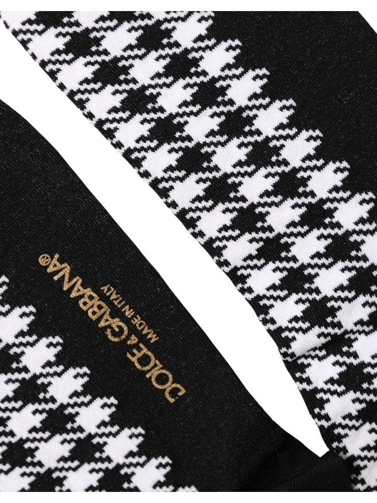 Black White Houndstooth Mid Calf Accessory Socks