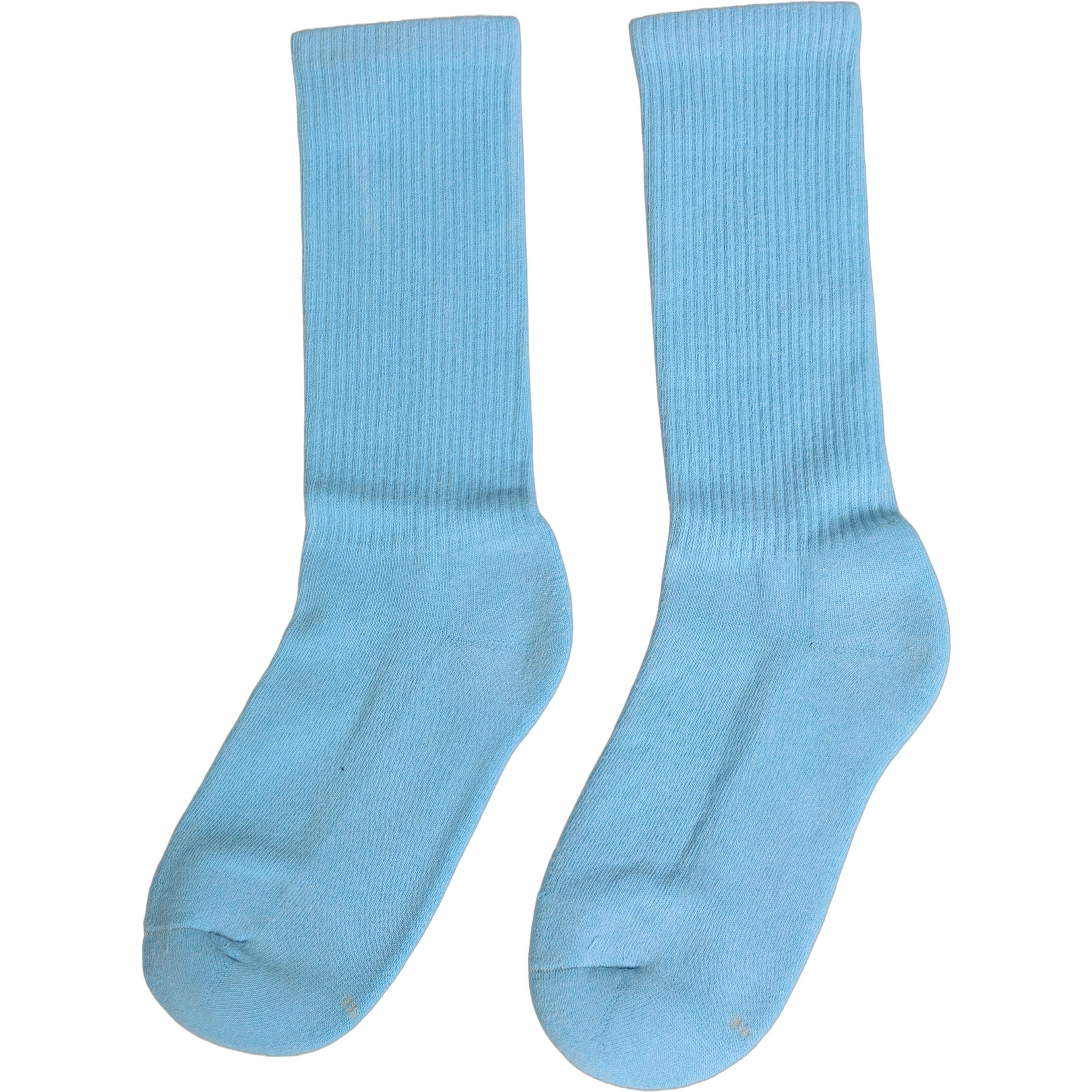 Light Blue Cotton Ribbed Mid Calf Accessory Socks