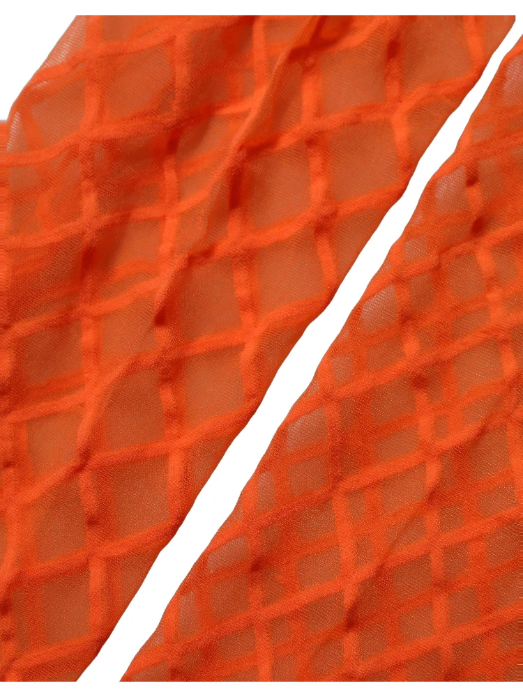 Orange Nylon Fishnet Pantyhose Stockings Socks