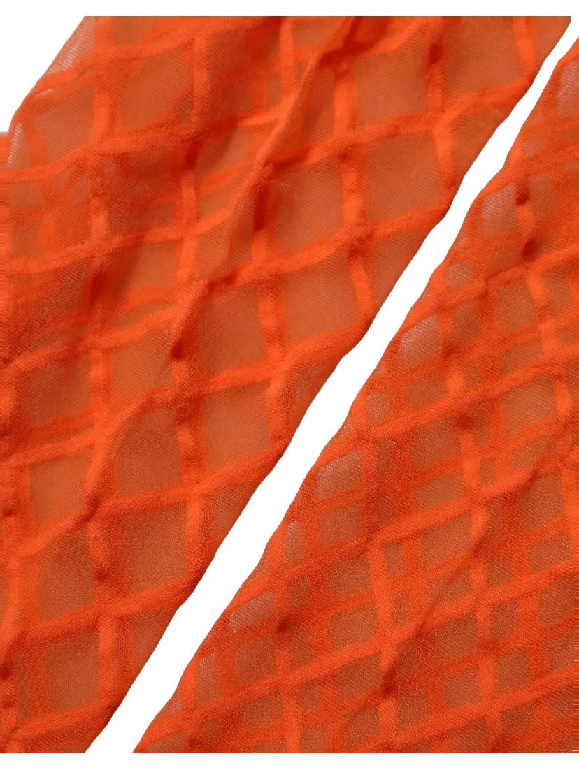 Orange Nylon Fishnet Pantyhose Stockings Socks