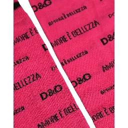 Pink Cotton Logo Print Mid Calf Accessory Socks