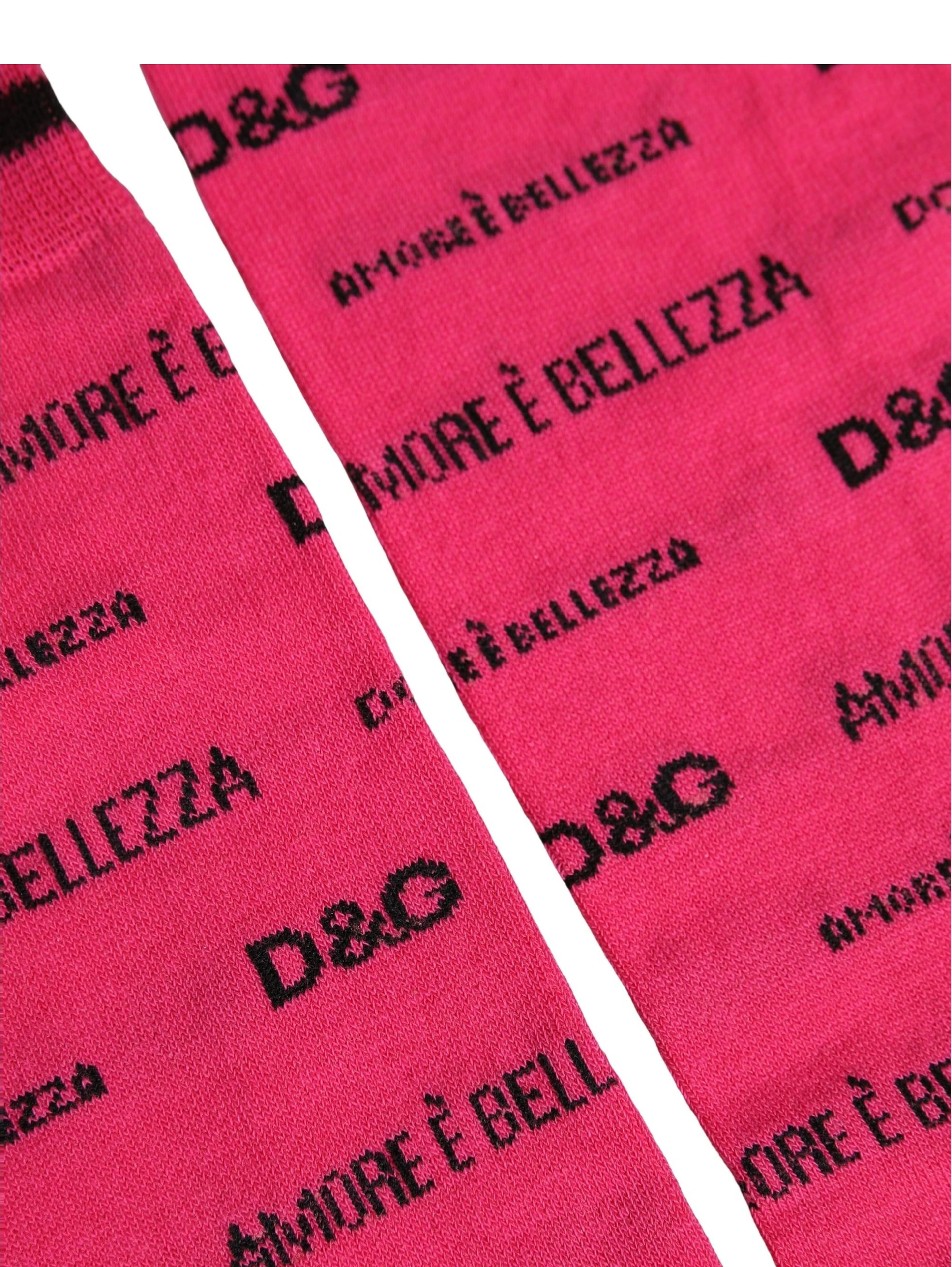 Pink Cotton Logo Print Mid Calf Accessory Socks