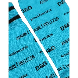 Light Blue Cotton Logo Mid Calf Accessory Socks