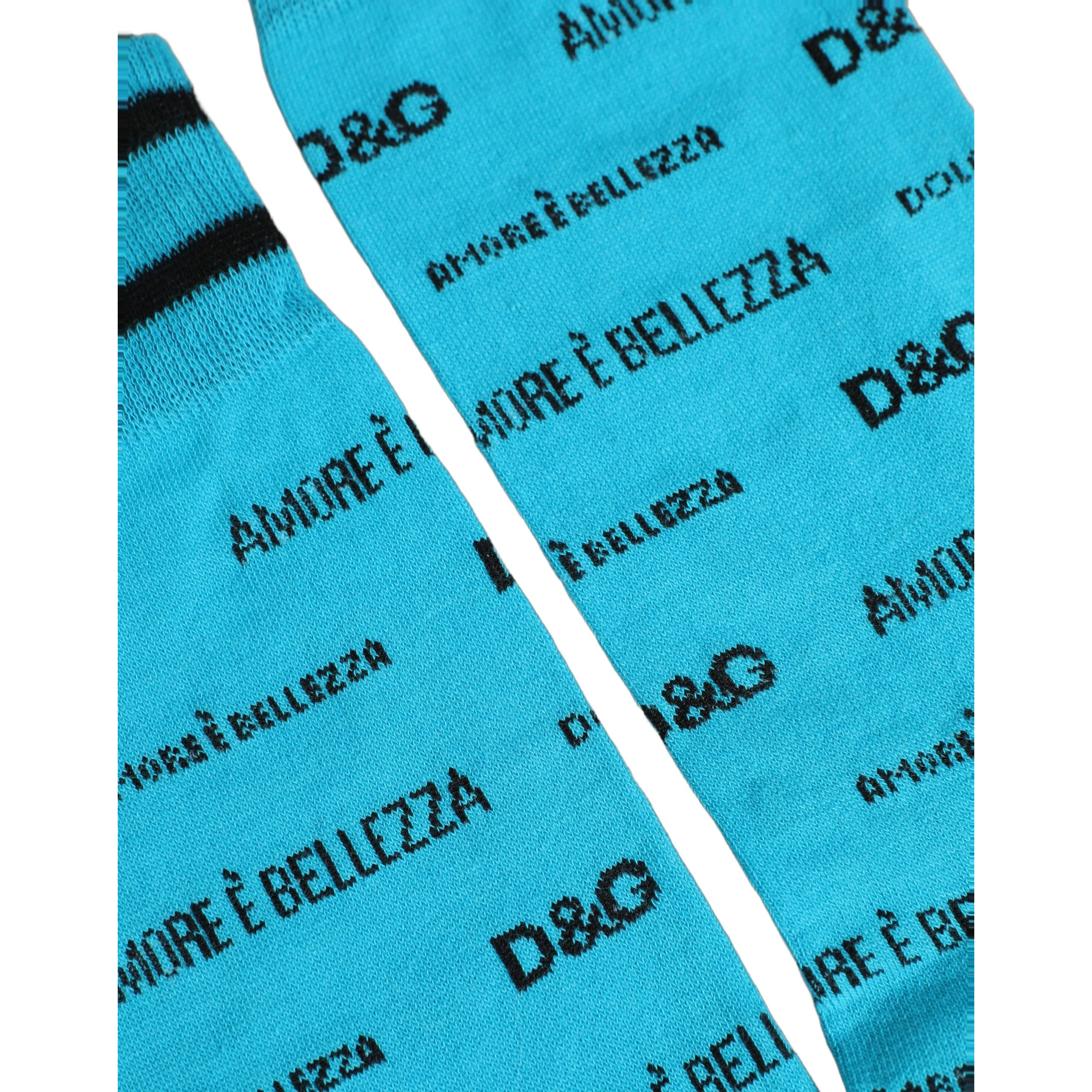 Light Blue Cotton Logo Mid Calf Accessory Socks