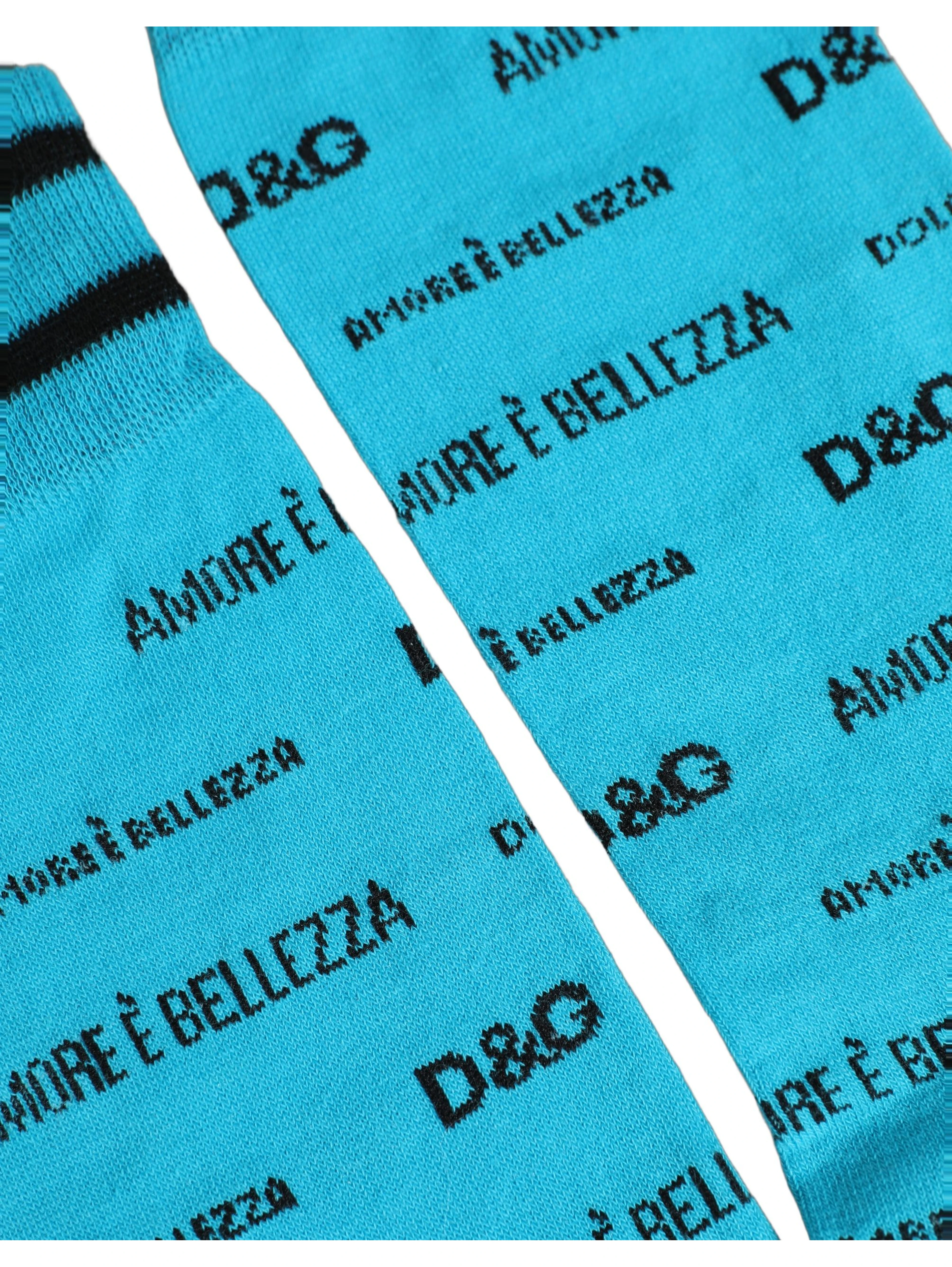 Light Blue Cotton Logo Mid Calf Accessory Socks