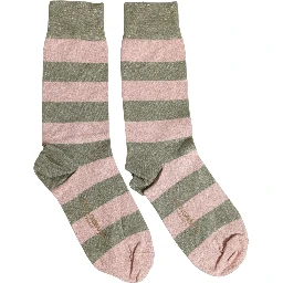 Gray Pink Stripes Mid Calf Accessory Socks
