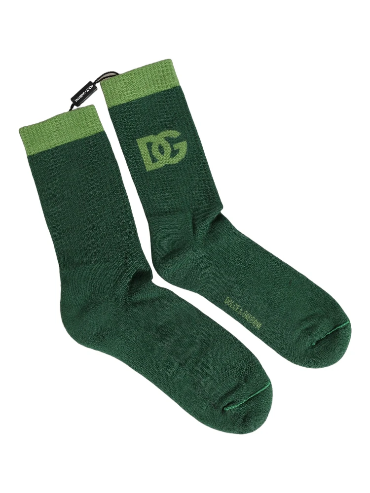 Green DG Logo Nylon Mid Calf Accessory Socks