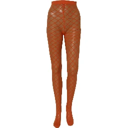 Orange Nylon Fishnet Pantyhose Stockings Socks