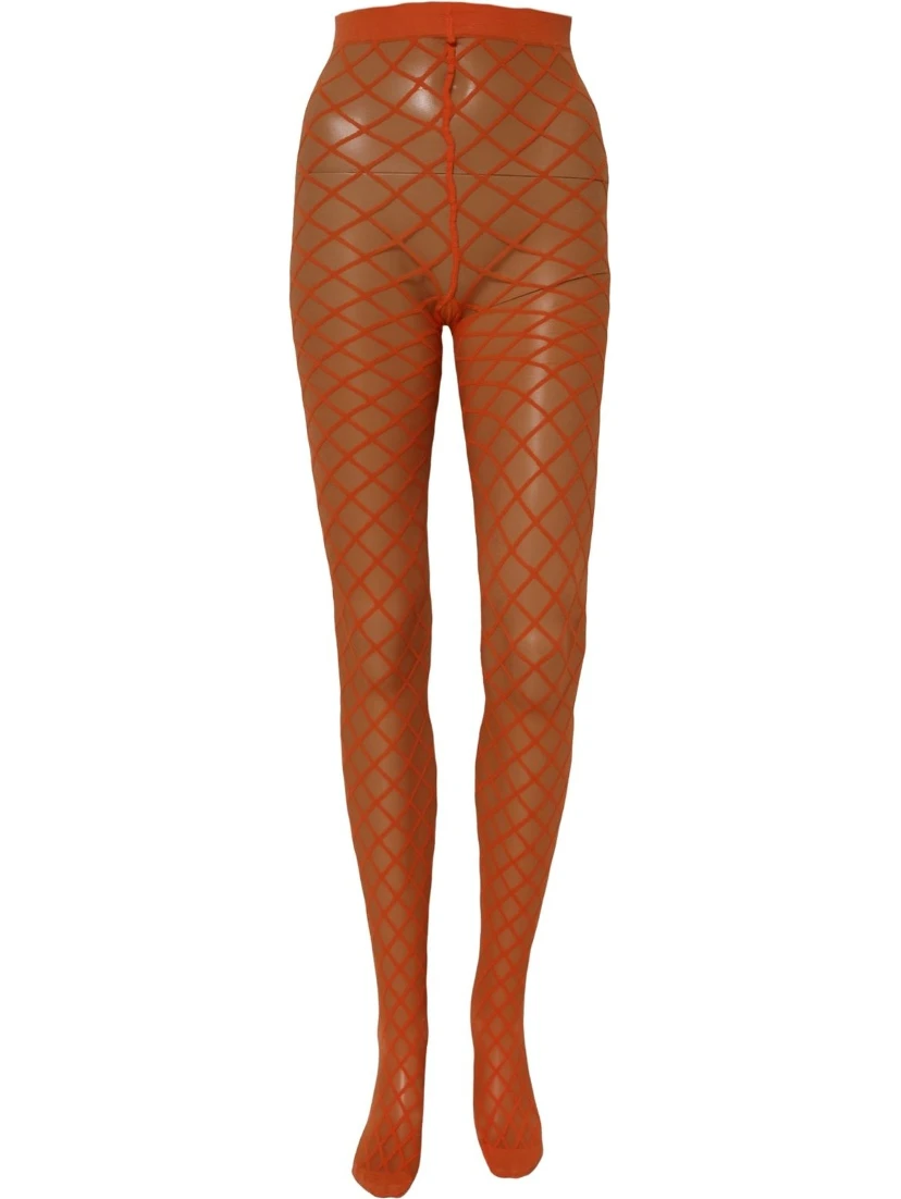 Orange Nylon Fishnet Pantyhose Stockings Socks