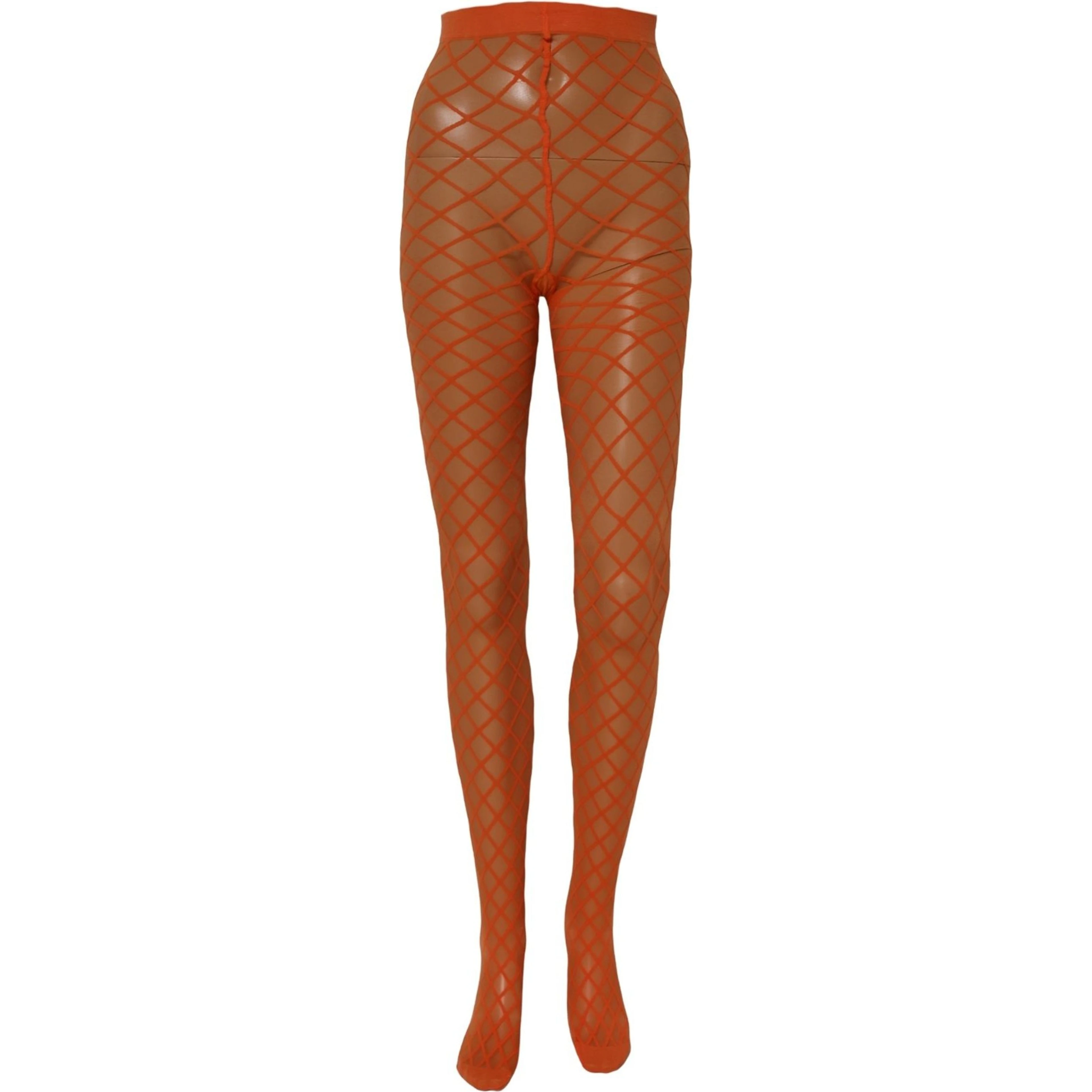Orange Nylon Fishnet Pantyhose Stockings Socks