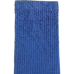 Blue Cotton Ribbed Mid Calf Women Accessory Socks
