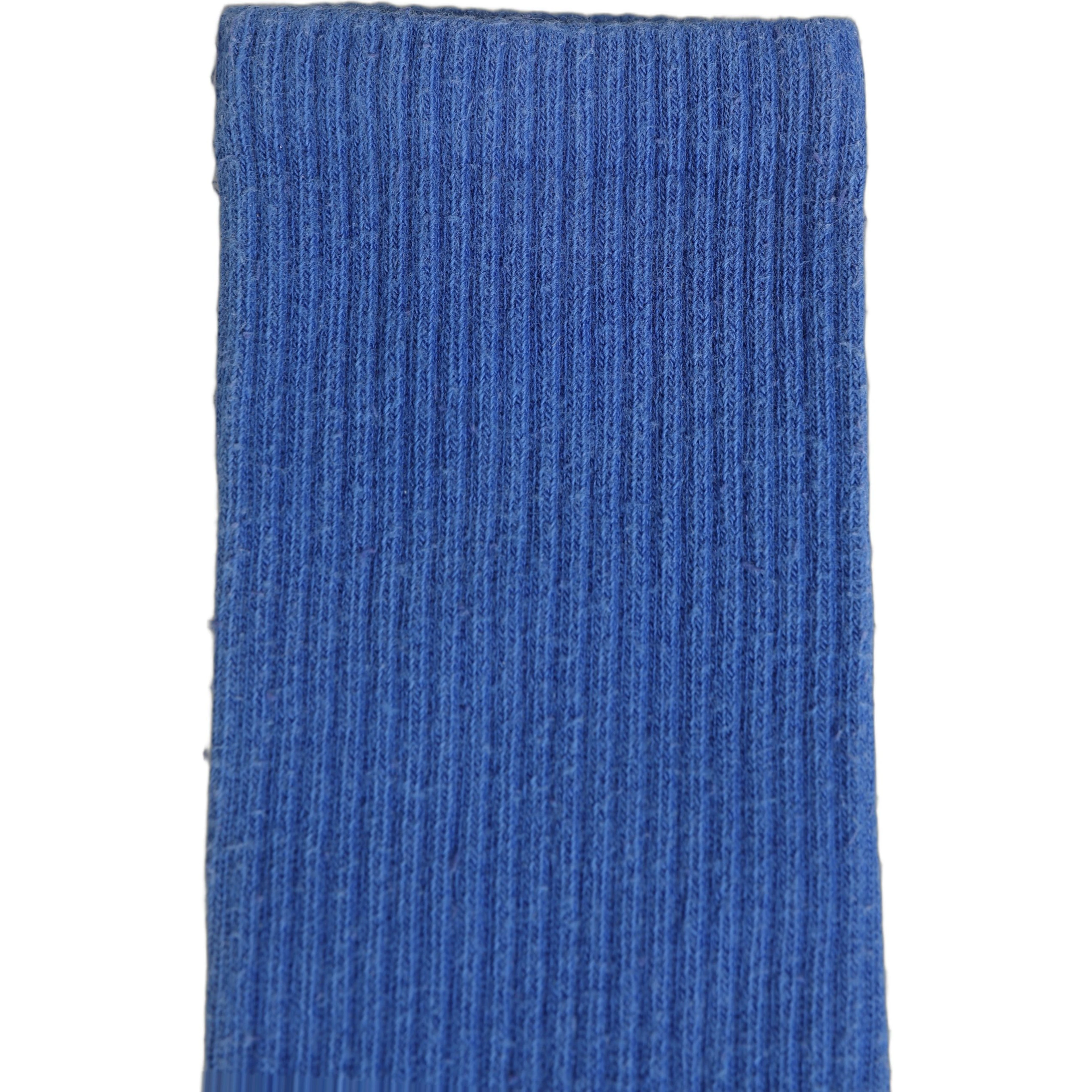 Blue Cotton Ribbed Mid Calf Women Accessory Socks
