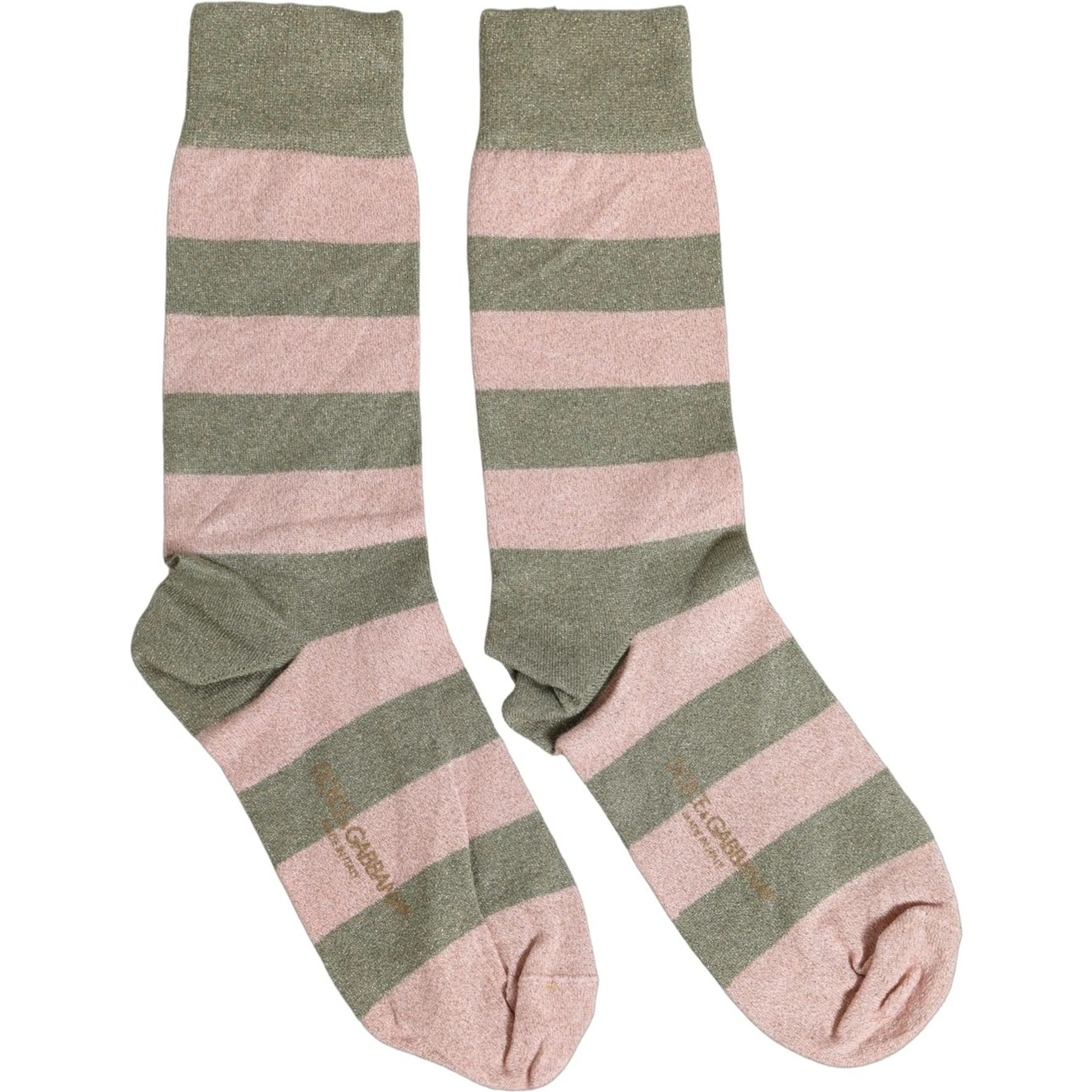 Gray Pink Stripes Mid Calf Accessory Socks
