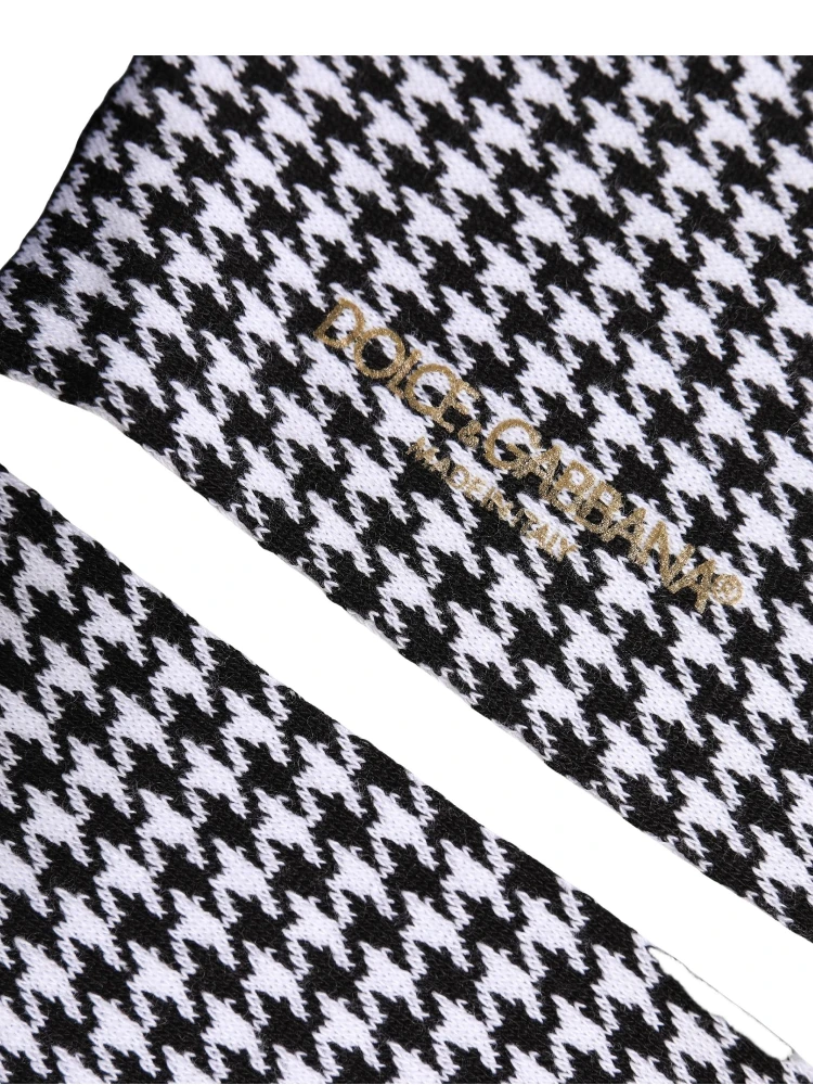 Black White Houndstooth Mid Calf Accessory Socks