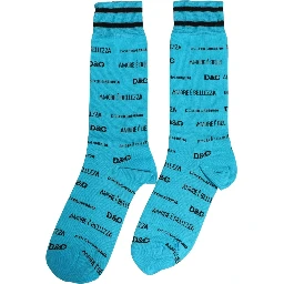 Light Blue Cotton Logo Mid Calf Accessory Socks