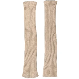 Camel Brown Cashmere Knit Arm Warmer Gloves