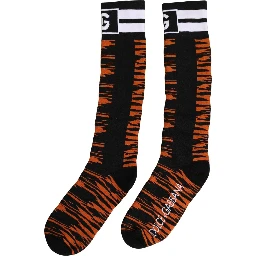 Orange Black Tiger Stripe Knee High Accessory Socks