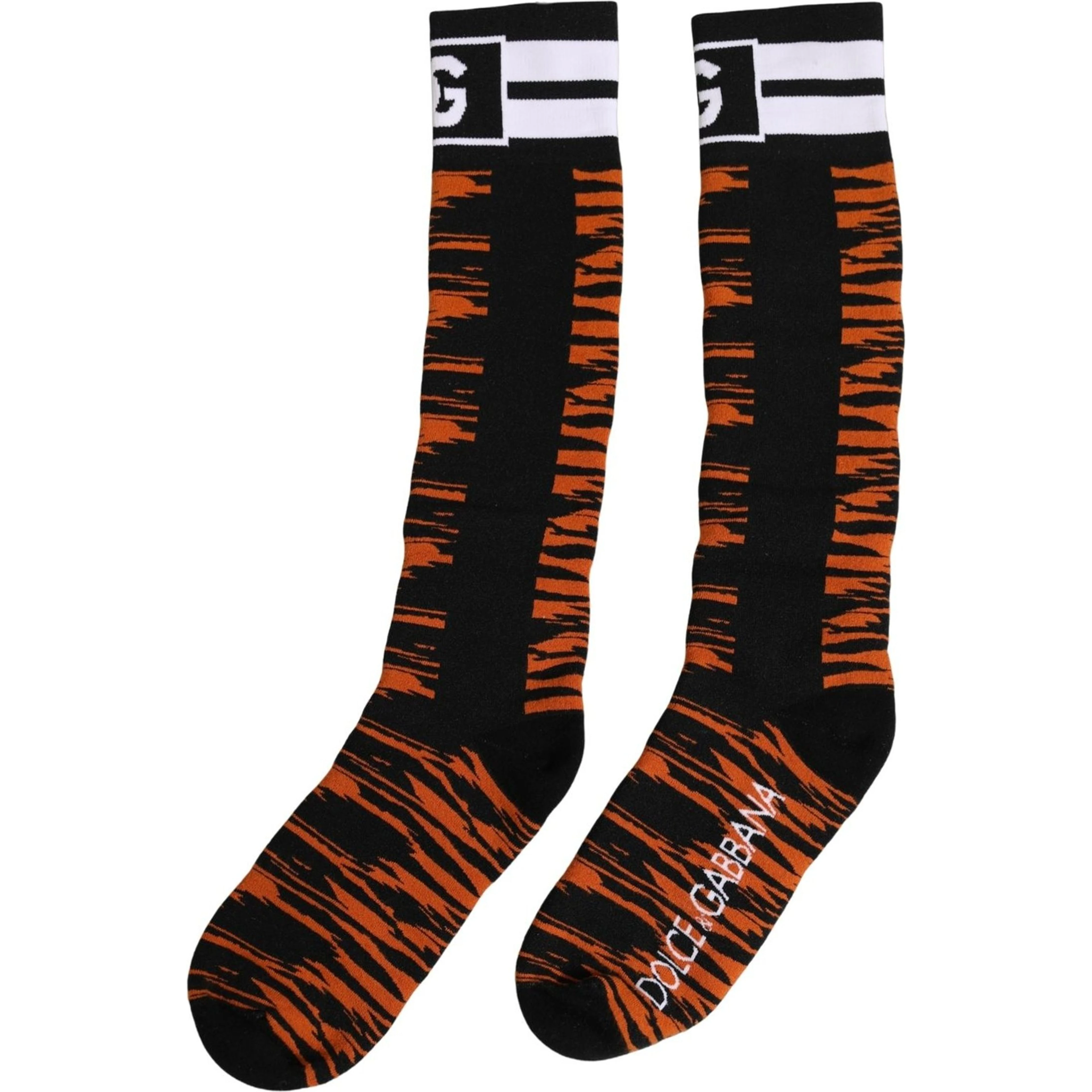 Orange Black Tiger Stripe Knee High Accessory Socks