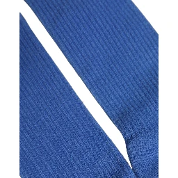 Blue Cotton Ribbed Mid Calf Women Accessory Socks