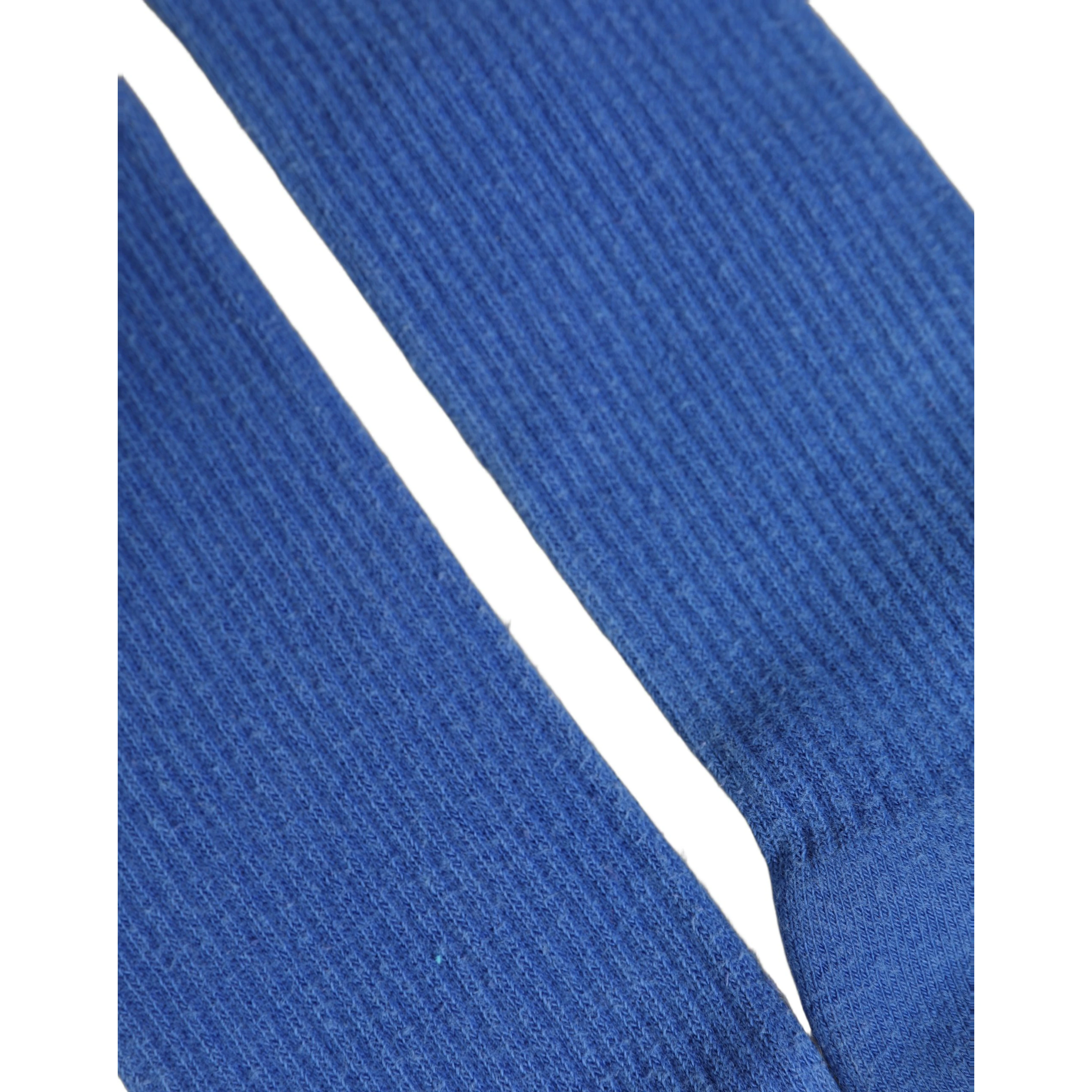 Blue Cotton Ribbed Mid Calf Women Accessory Socks