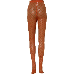 Orange Nylon Fishnet Pantyhose Stockings Socks