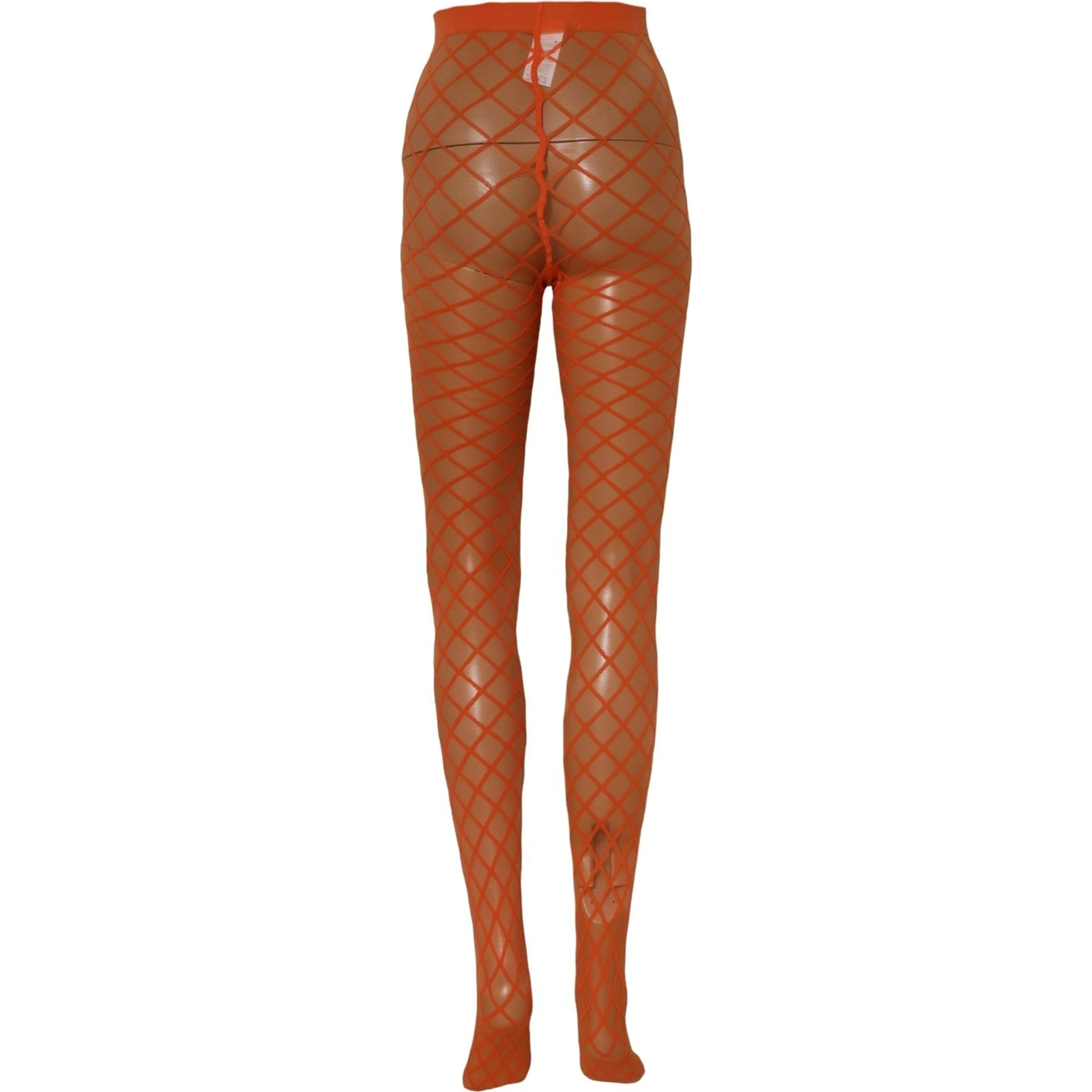 Orange Nylon Fishnet Pantyhose Stockings Socks