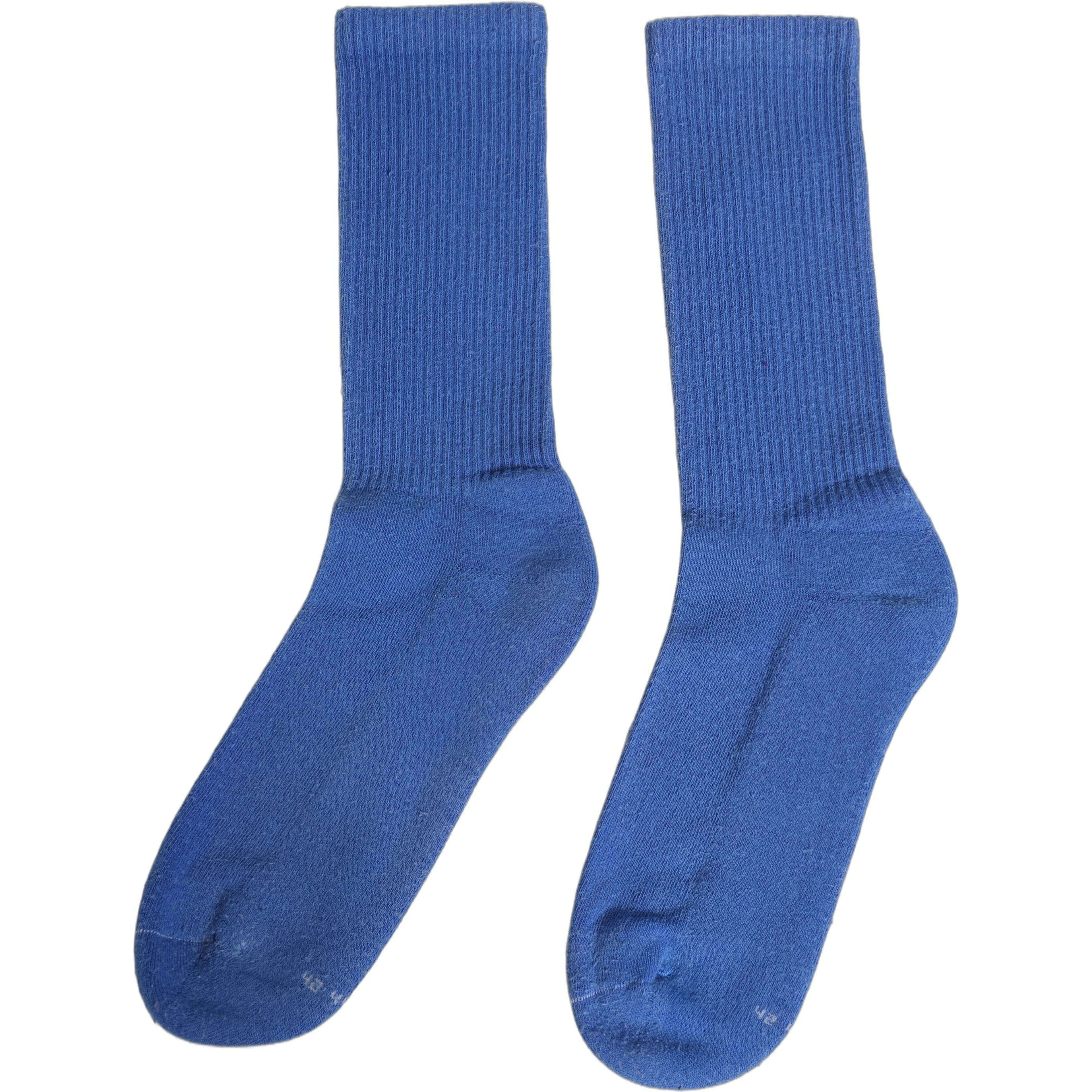 Blue Cotton Ribbed Mid Calf Women Accessory Socks