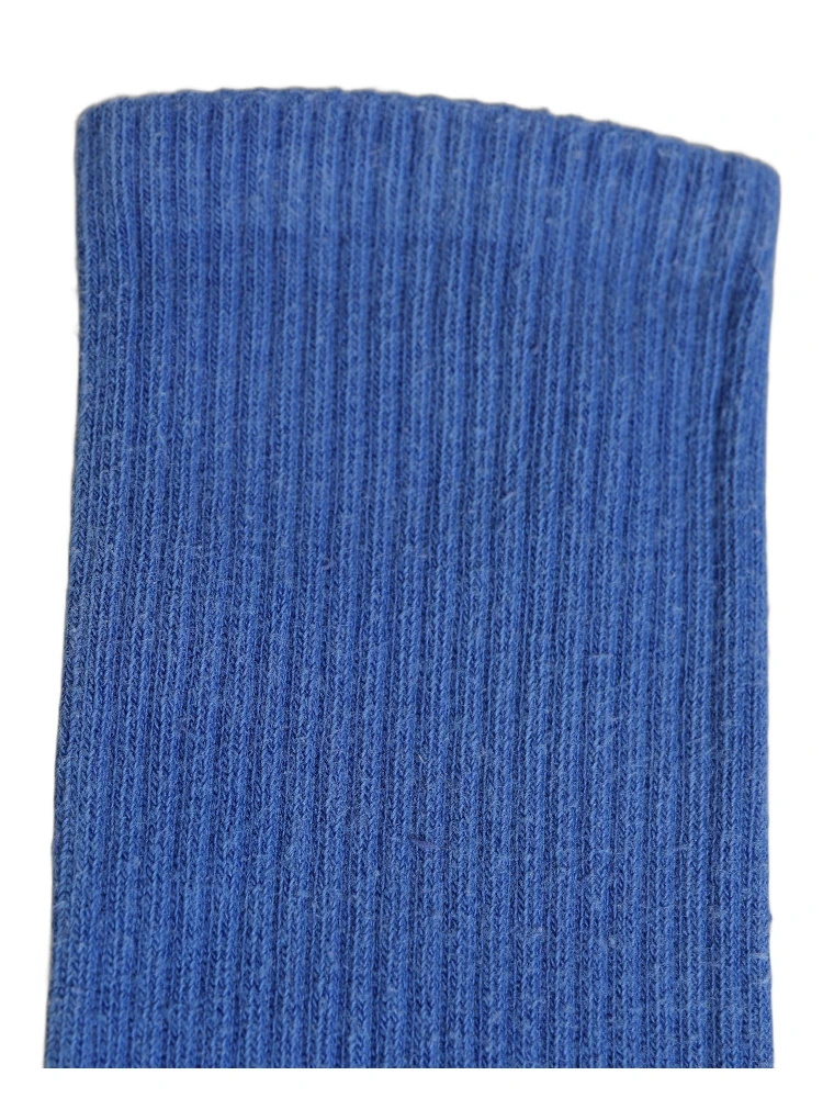Blue Cotton Ribbed Mid Calf Women Accessory Socks