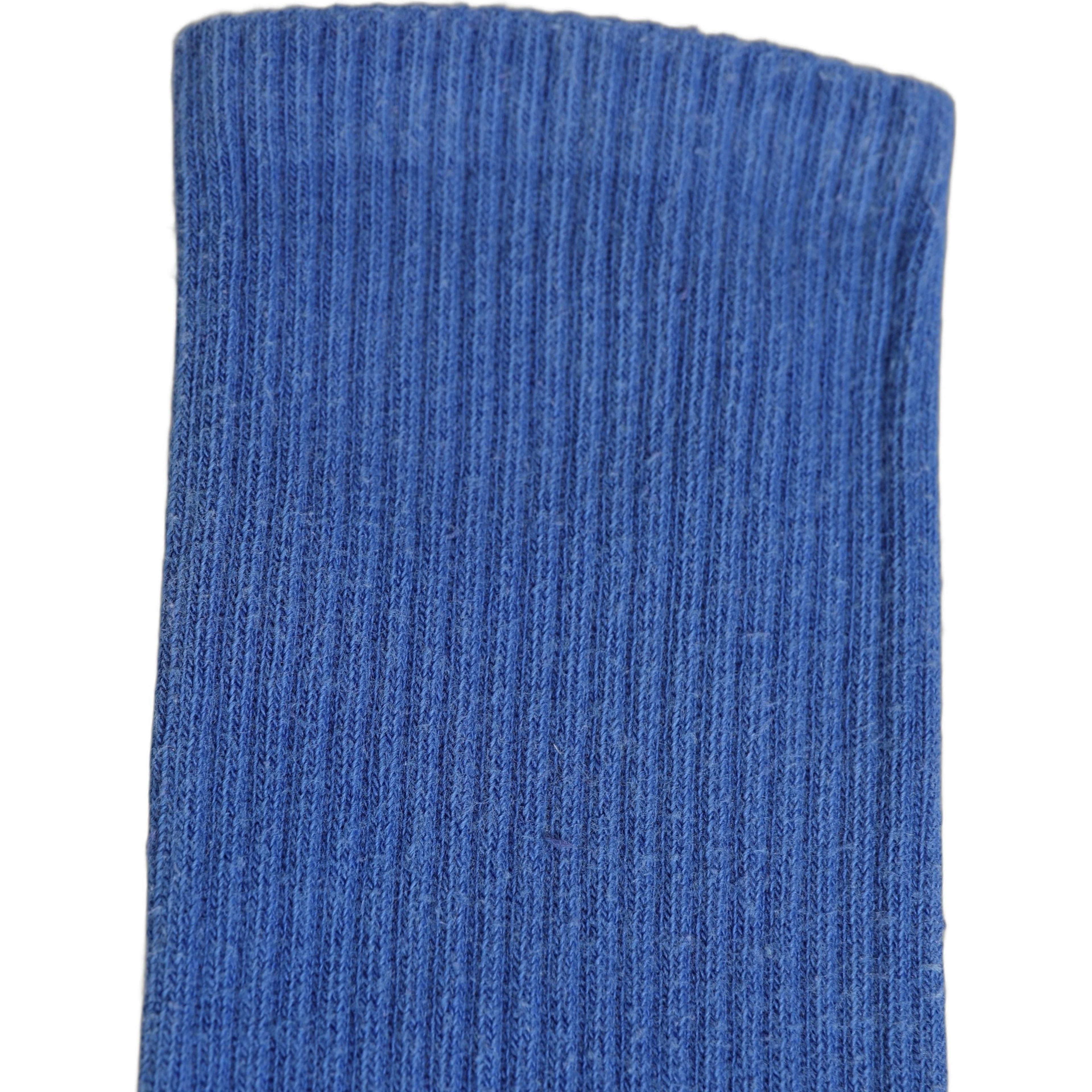 Blue Cotton Ribbed Mid Calf Women Accessory Socks