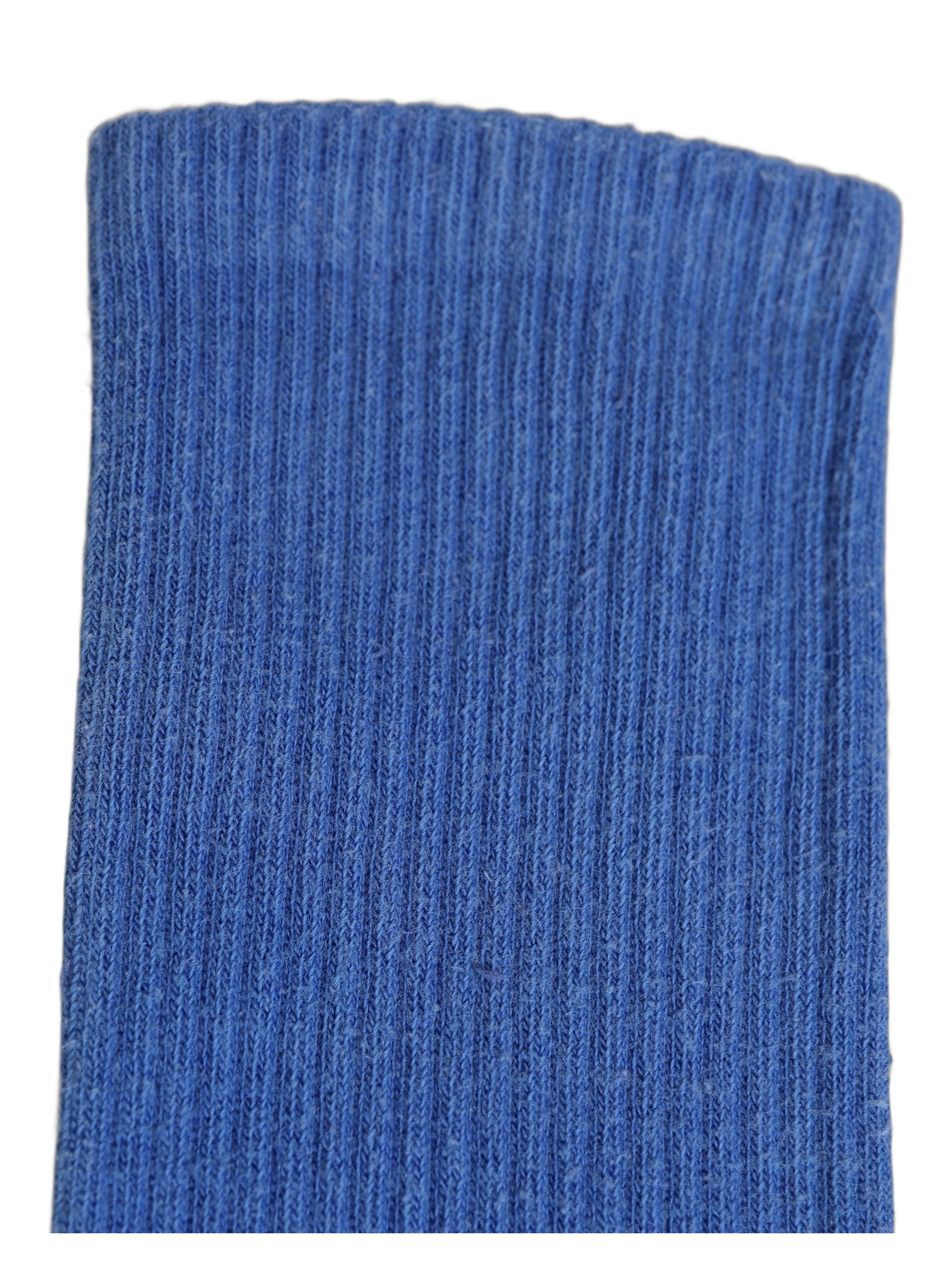 Blue Cotton Ribbed Mid Calf Women Accessory Socks
