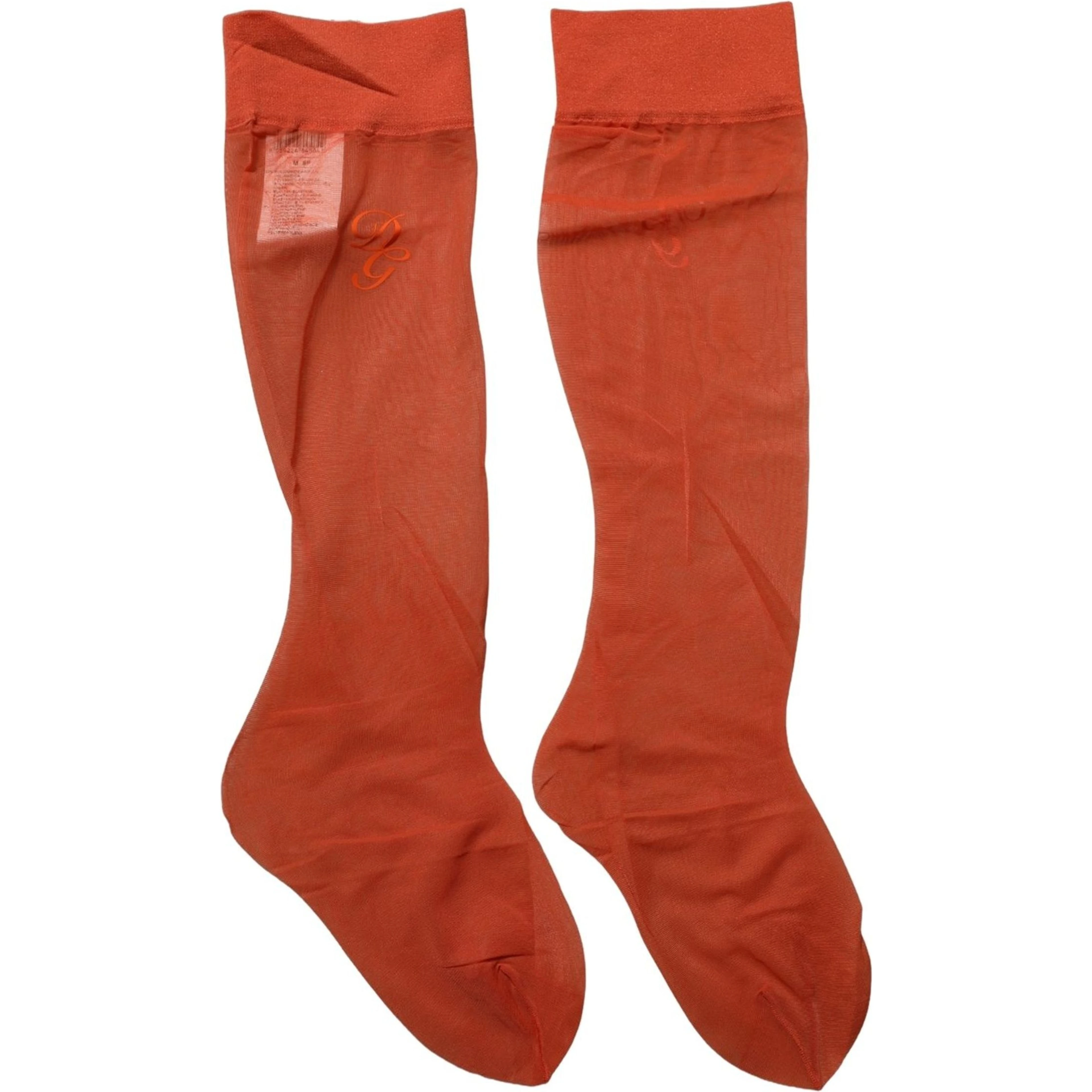 Orange Knee High Sheer Nylon Accessory Socks