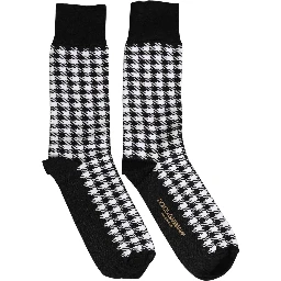 Black White Houndstooth Mid Calf Accessory Socks