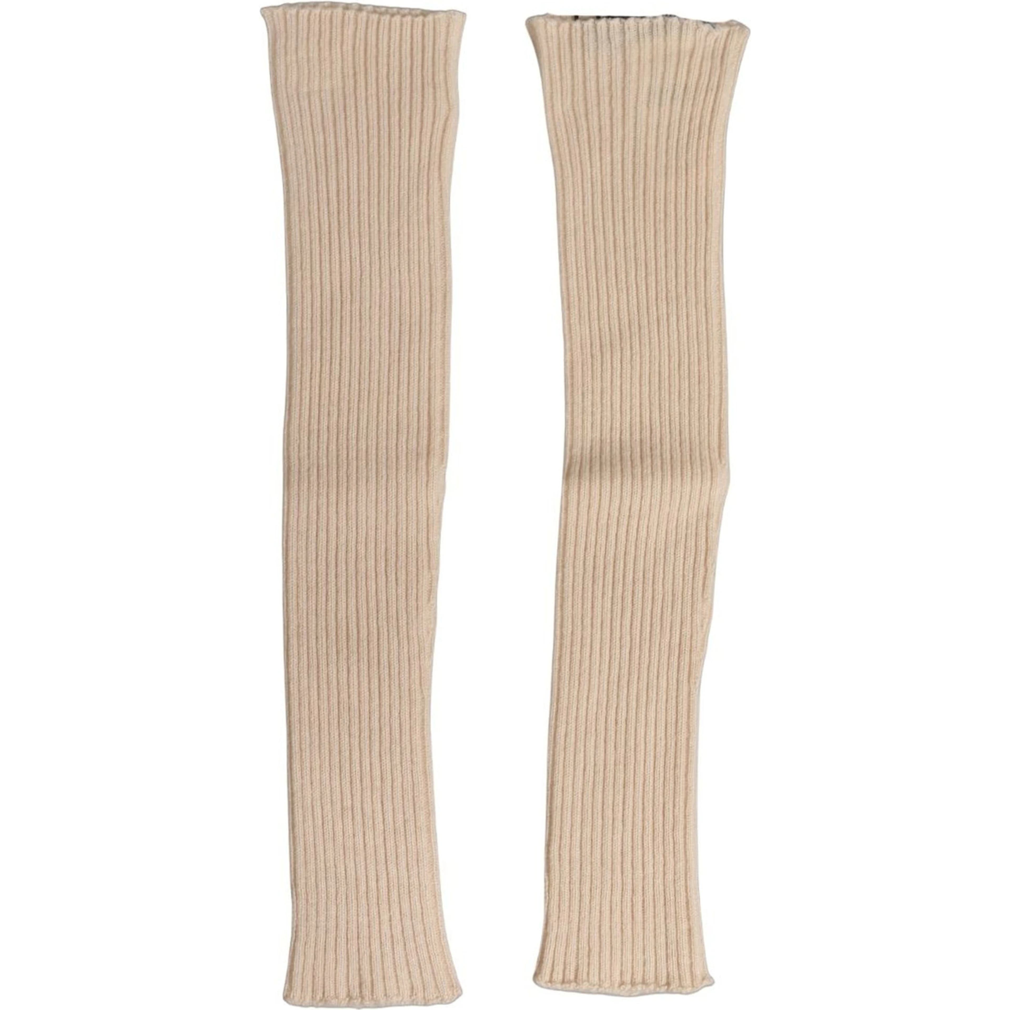 Camel Brown Cashmere Knit Arm Warmer Gloves