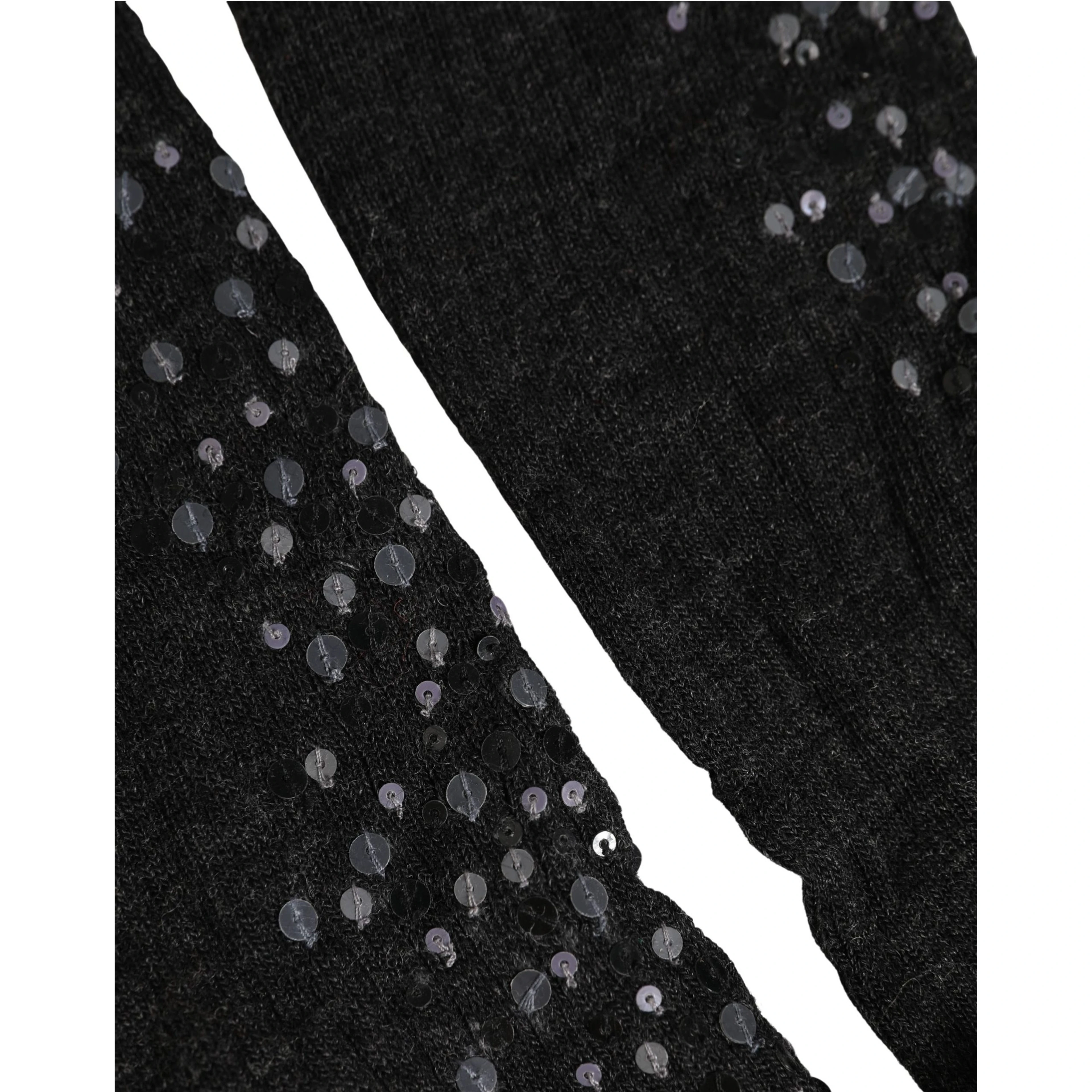 Dark Gray Sequined Wool Knee High Accessory Socks