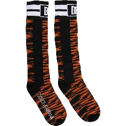 Orange Black Tiger Stripe Knee High Accessory Socks